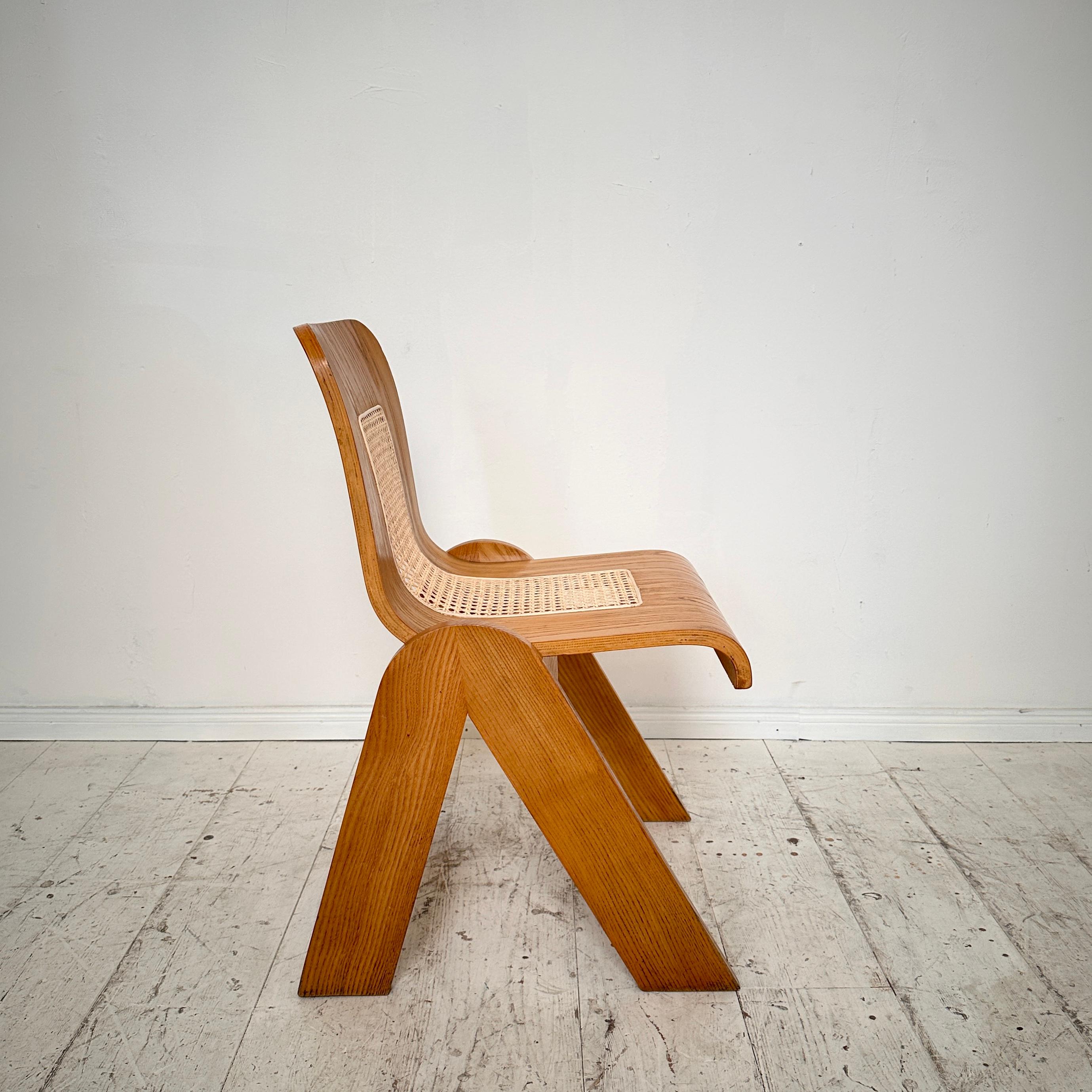 1 of 3 Mid Century Italian Ash Dining Chairs by Gigi Sabadin for Stilwood, 1970s For Sale 2