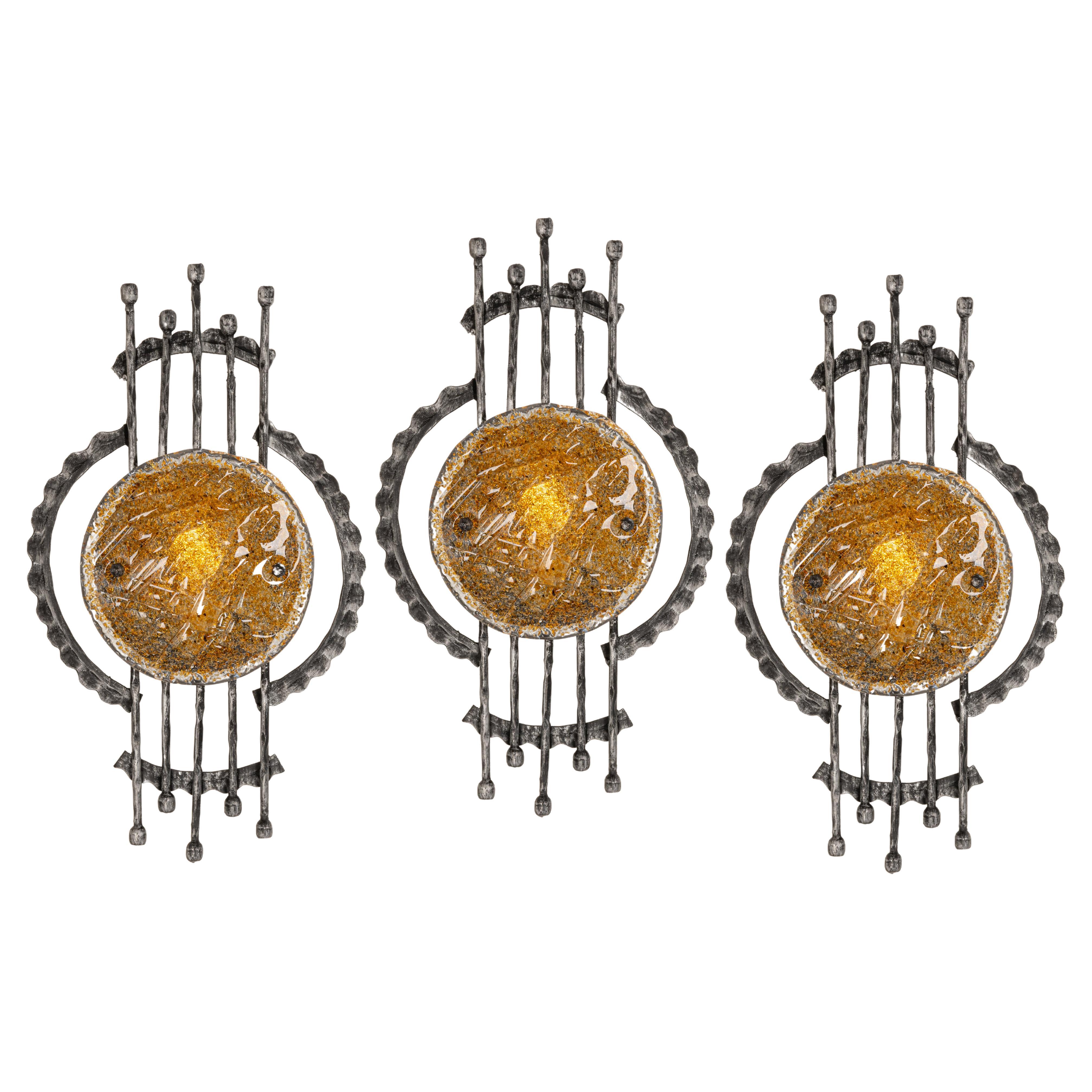 1 of 3 Mid-Century Murano Wall Sconces by Tom Ahlstrom and Hans Ehrlich For Sale