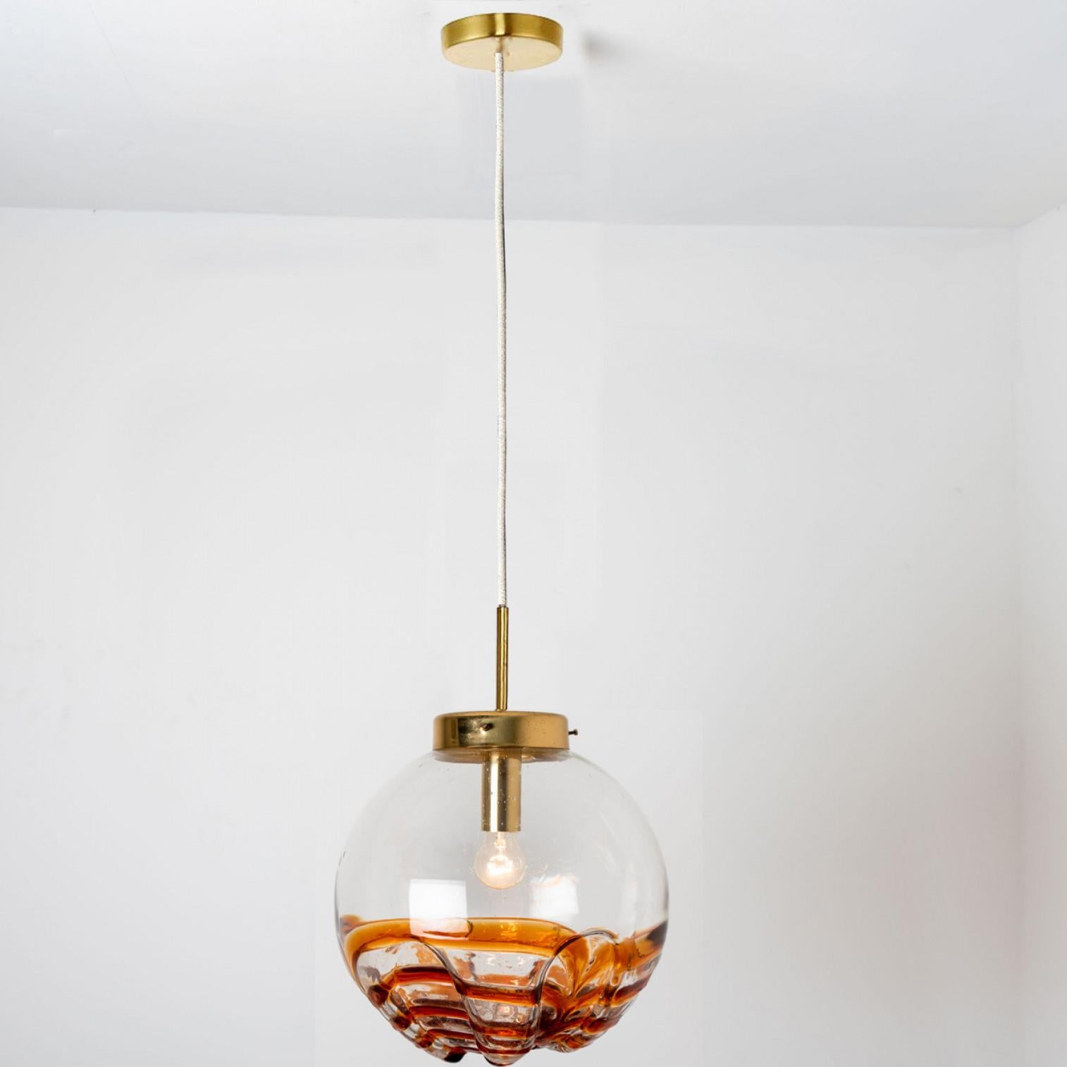 1 of 3 Mixed Colored Glass Pendant Lights, Germany, 1960s For Sale 3