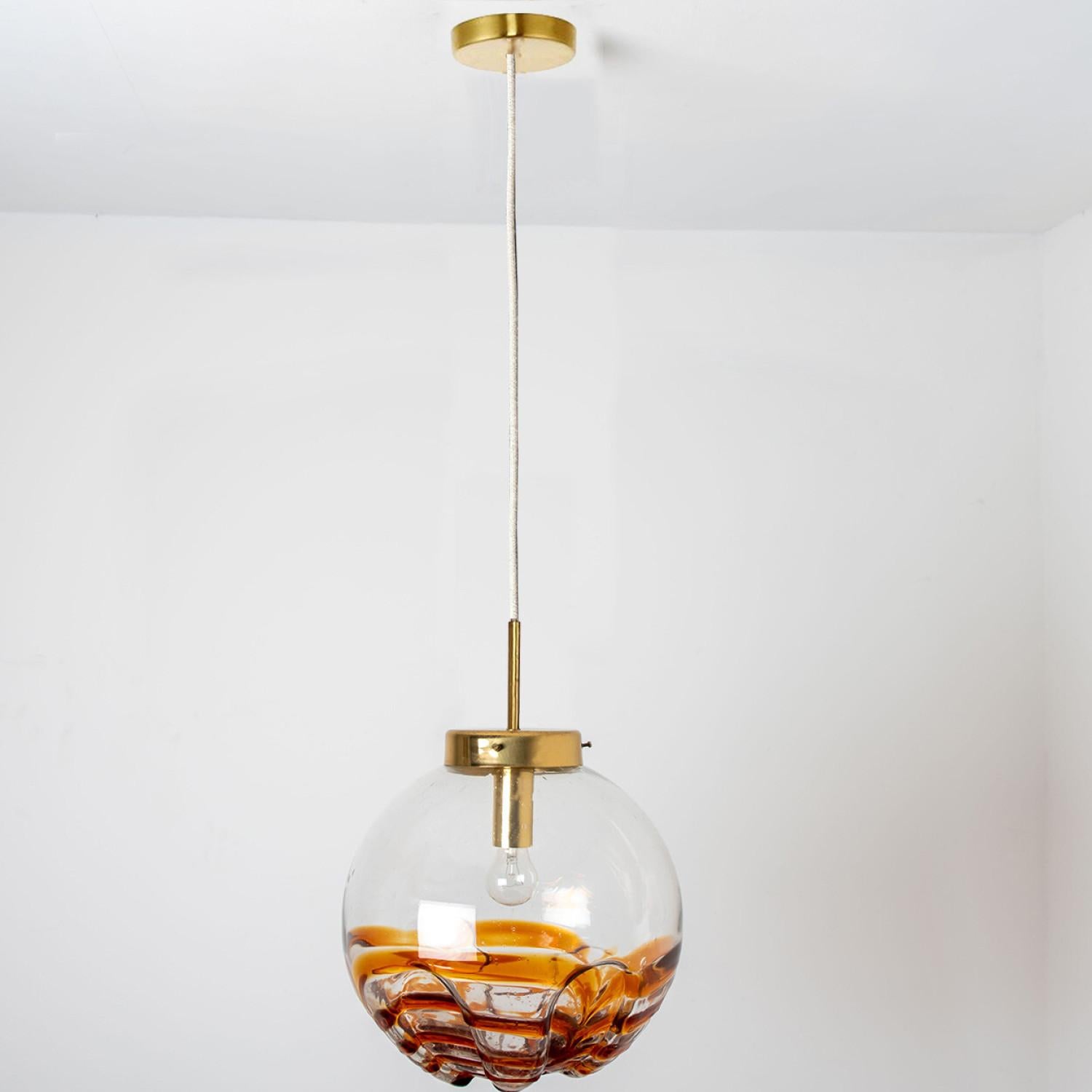 1 of 3 Mixed Colored Glass Pendant Lights, Germany, 1960s 10