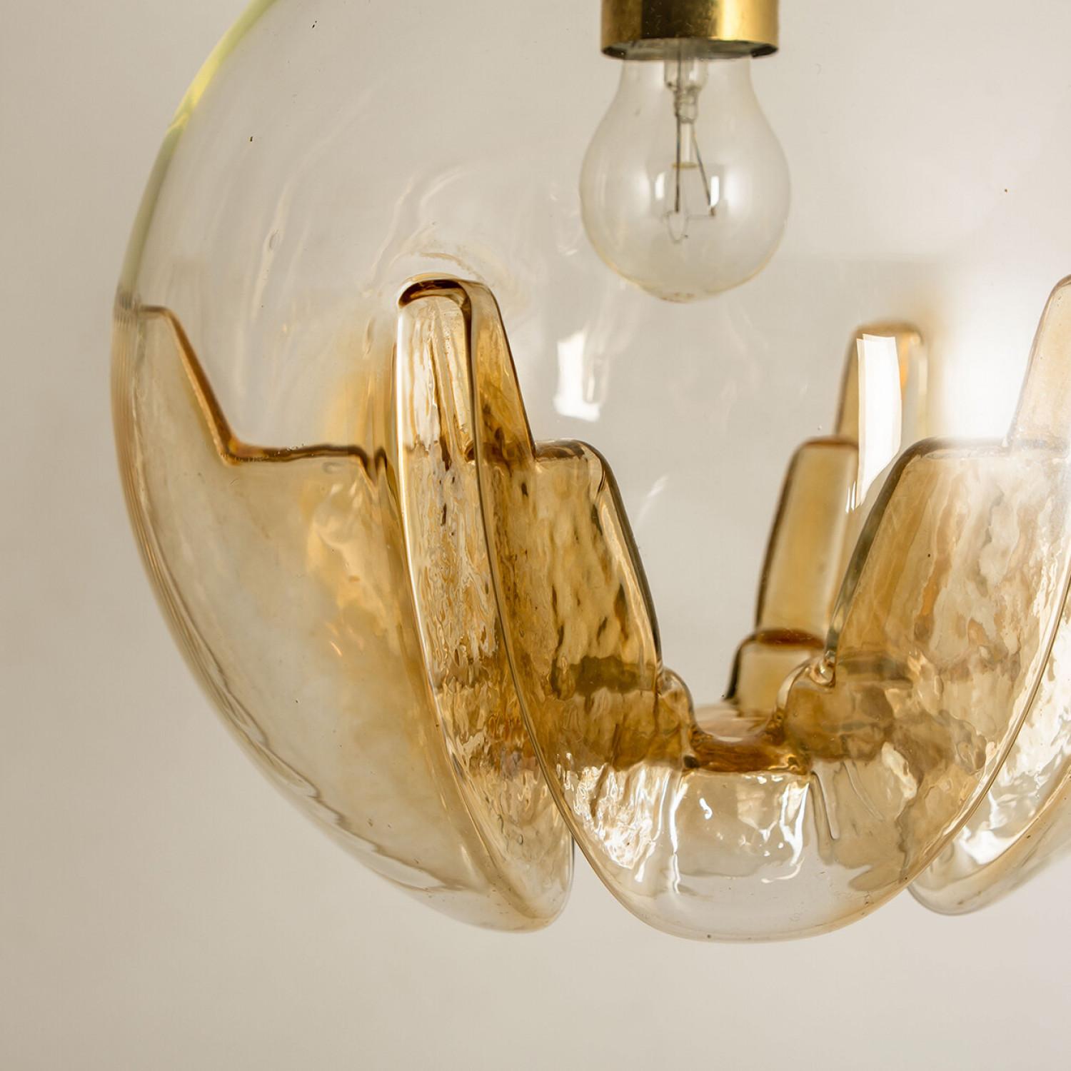 Mid-20th Century 1 of 3 Mixed Colored Glass Pendant Lights, Germany, 1960s For Sale