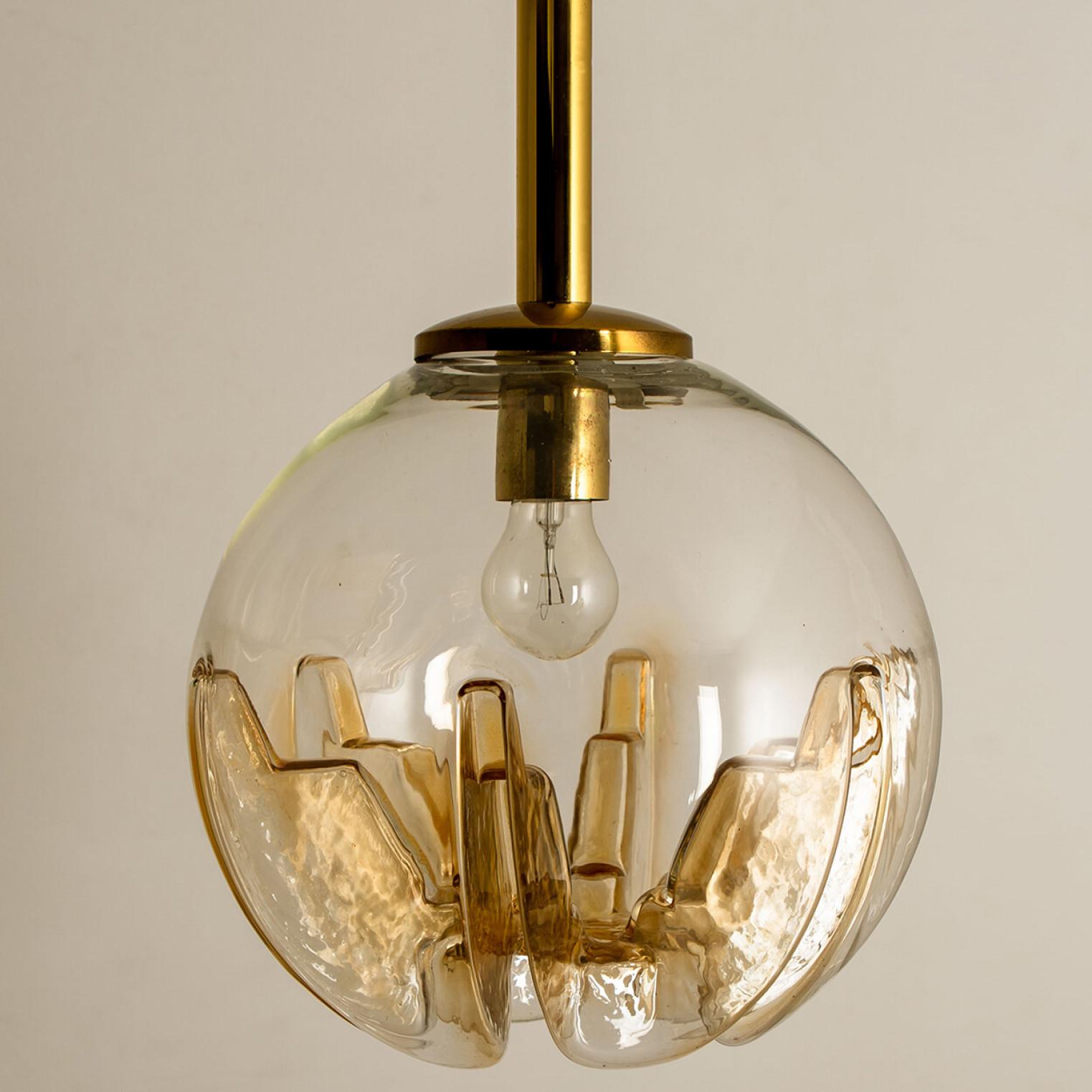 1 of 3 Mixed Colored Glass Pendant Lights, Germany, 1960s 1