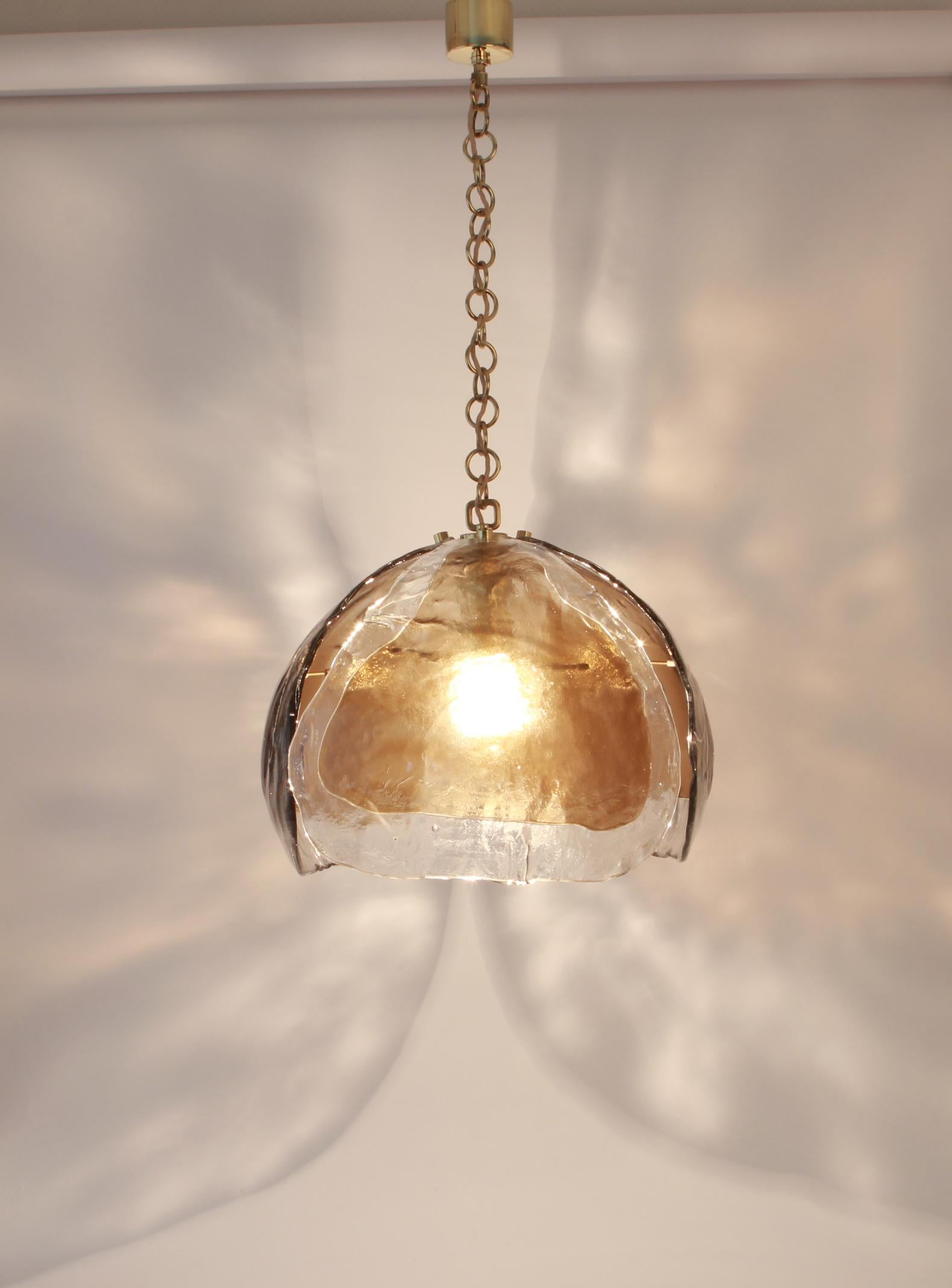 Mid-Century Modern 1 des 3 lustres en verre de Murano conçus par Kaiser, Allemagne, années 1960 en vente