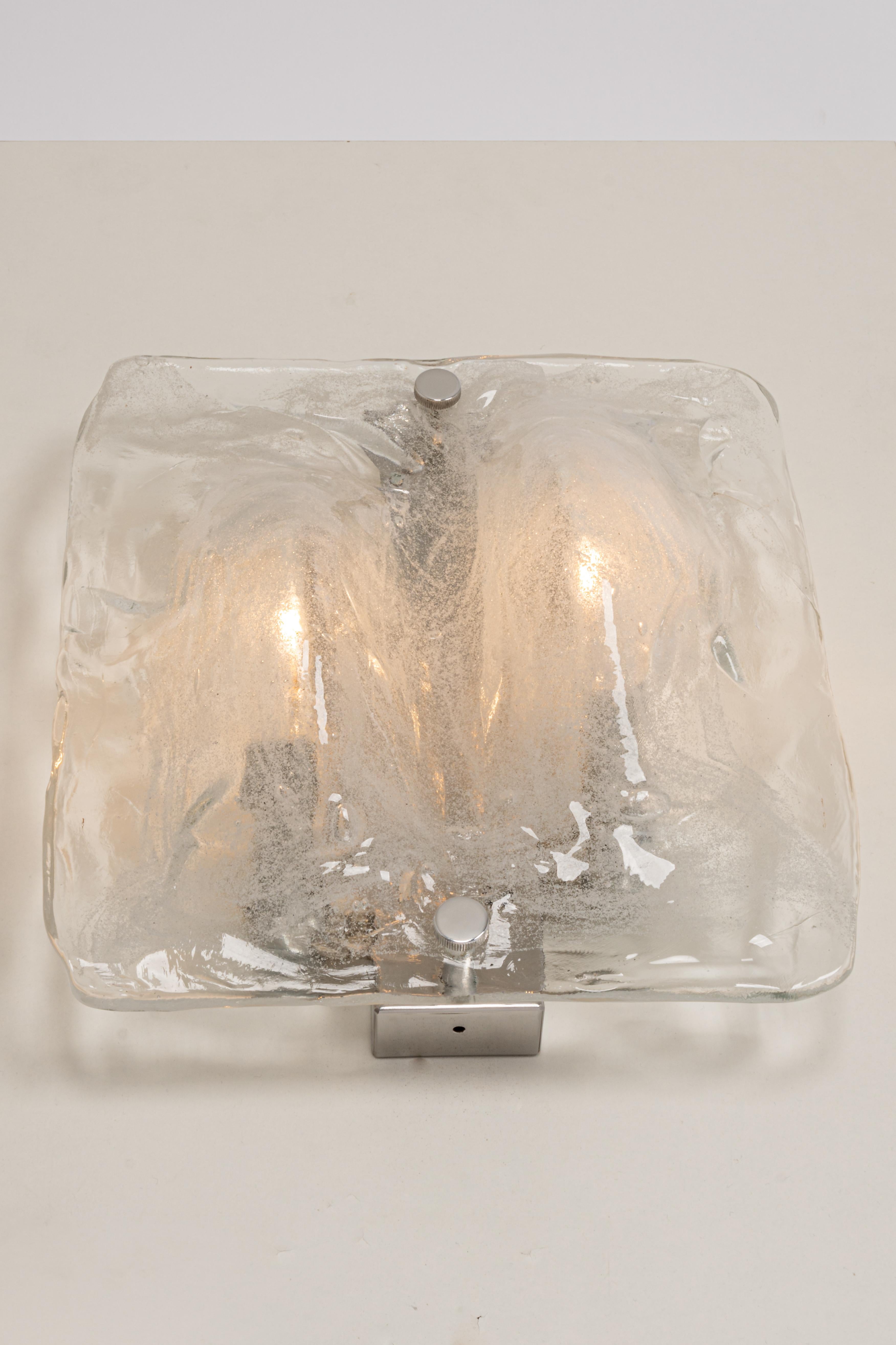 1 of 3 Murano Glass Sconces Wall Lights by Kalmar, Austria, 1960s For Sale 1
