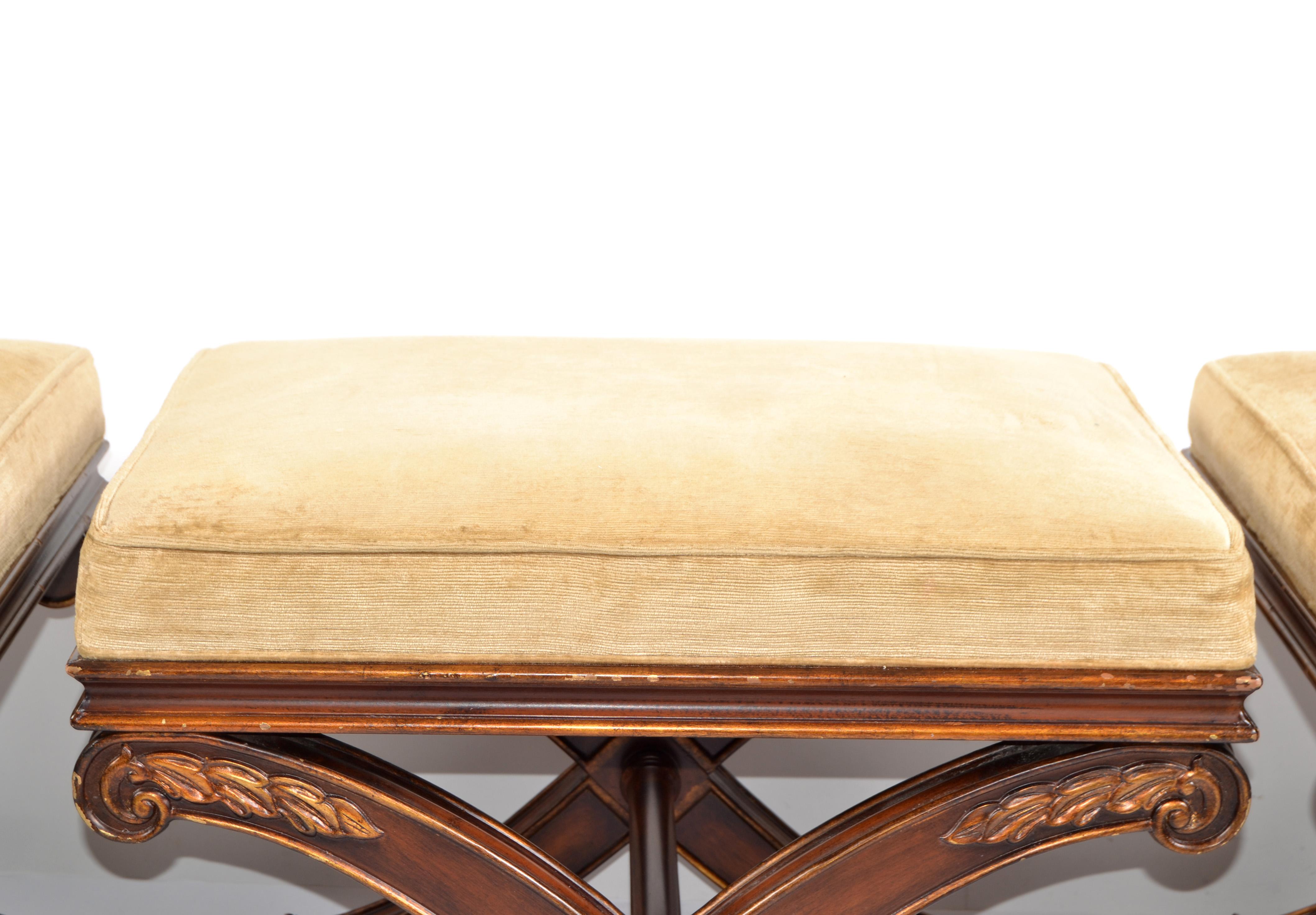 Contemporary 1 of 3 Neoclassical French Benches Stools Ottoman Regency X Based America For Sale