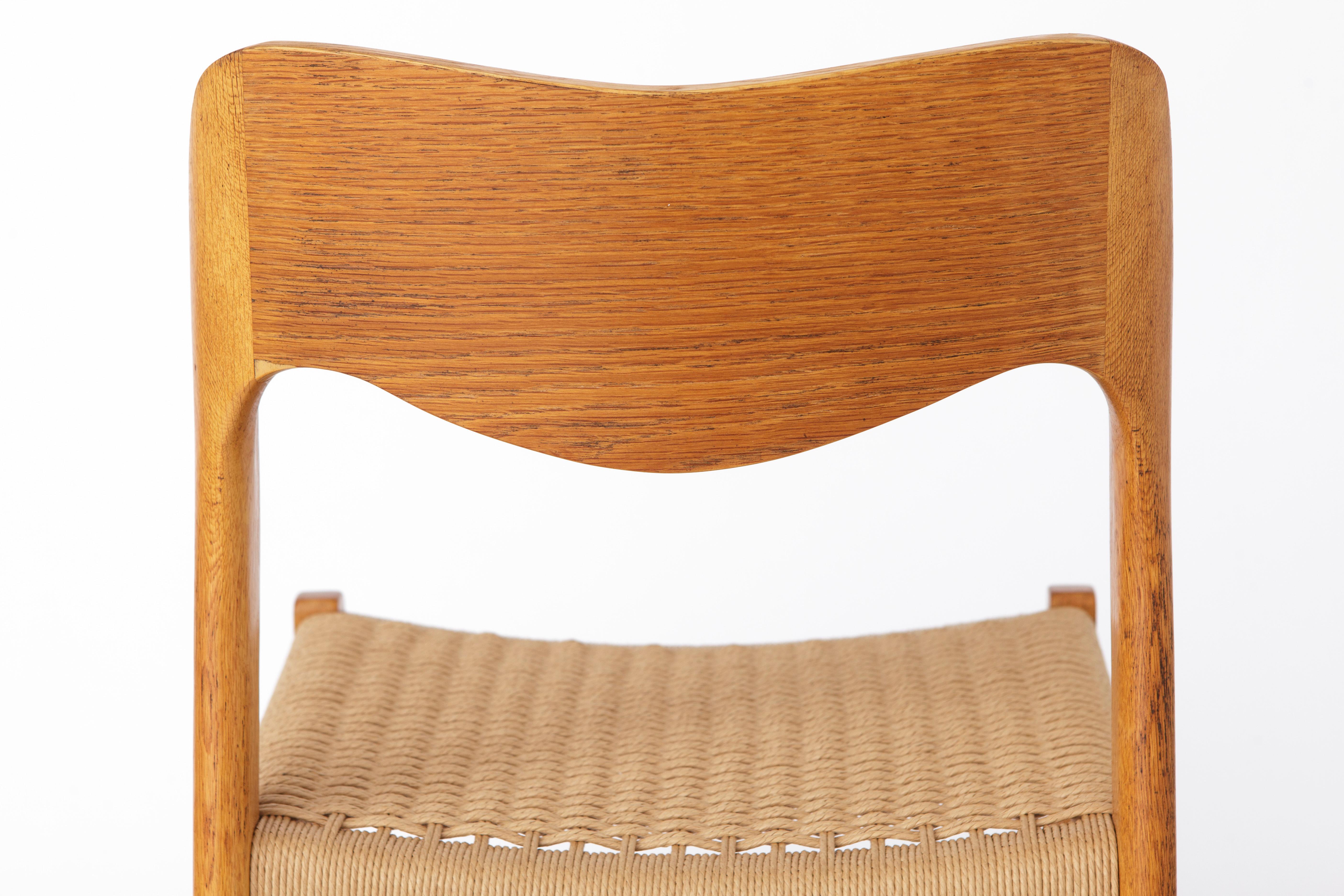 Mid-Century Modern 1 of 3 Niels Moller Chair, model 71 Oak, 1950s Vintage Danish For Sale