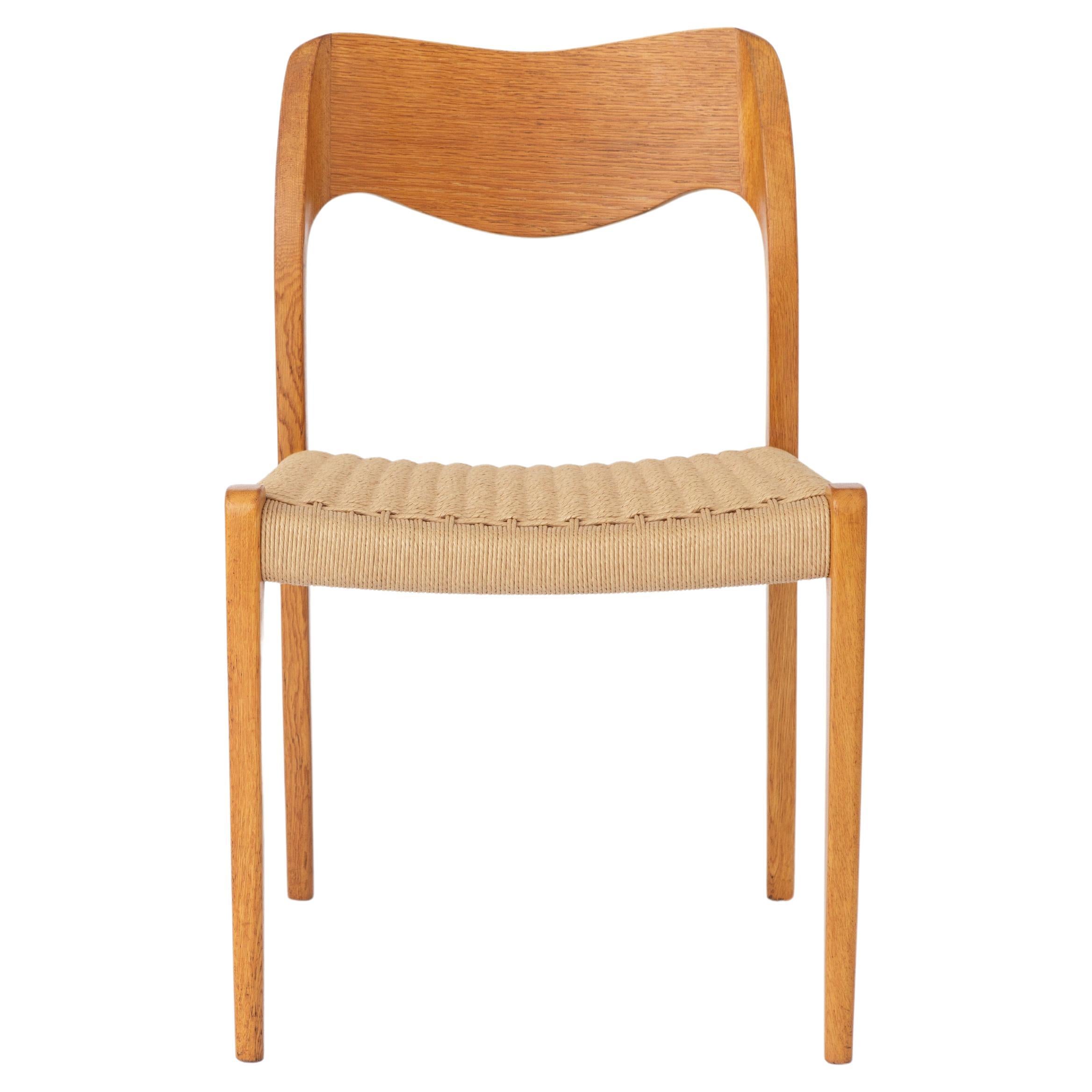 1 of 3 Niels Moller Chair, model 71 Oak, 1950s Vintage Danish For Sale