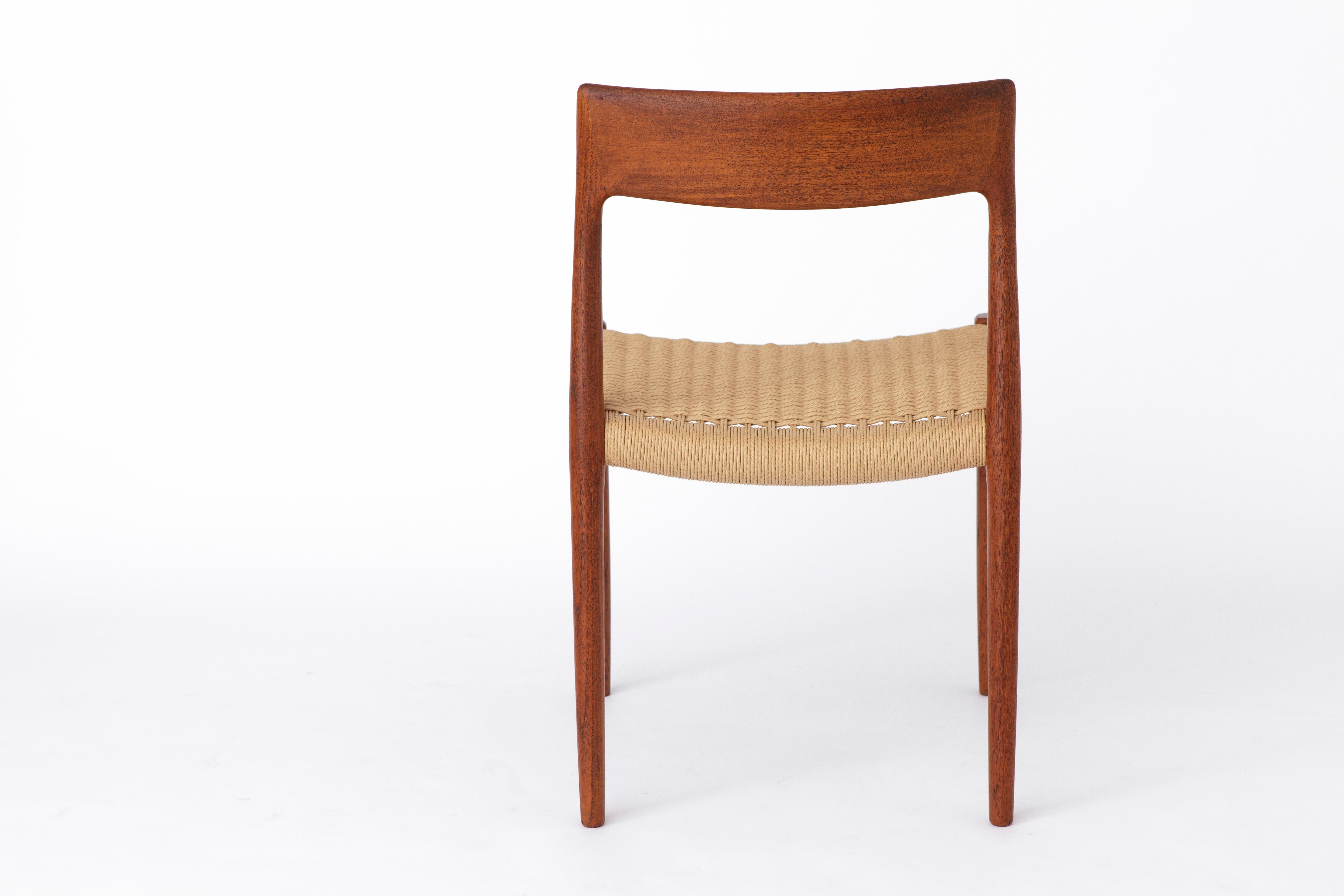 1 of 3 Niels Moller chair model 77 1950s papercord seat dining chairs For Sale at 1stDibs