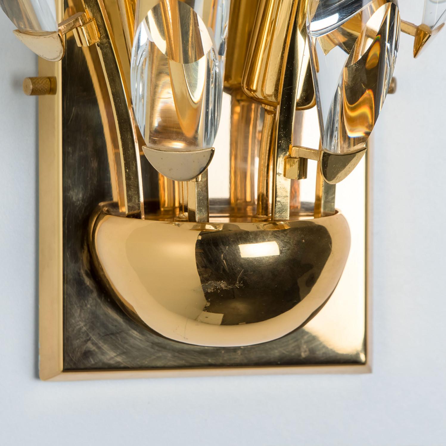 1 of 3 of Crystal Gilded Brass Sconces, Stilkronen, 1975 For Sale 10