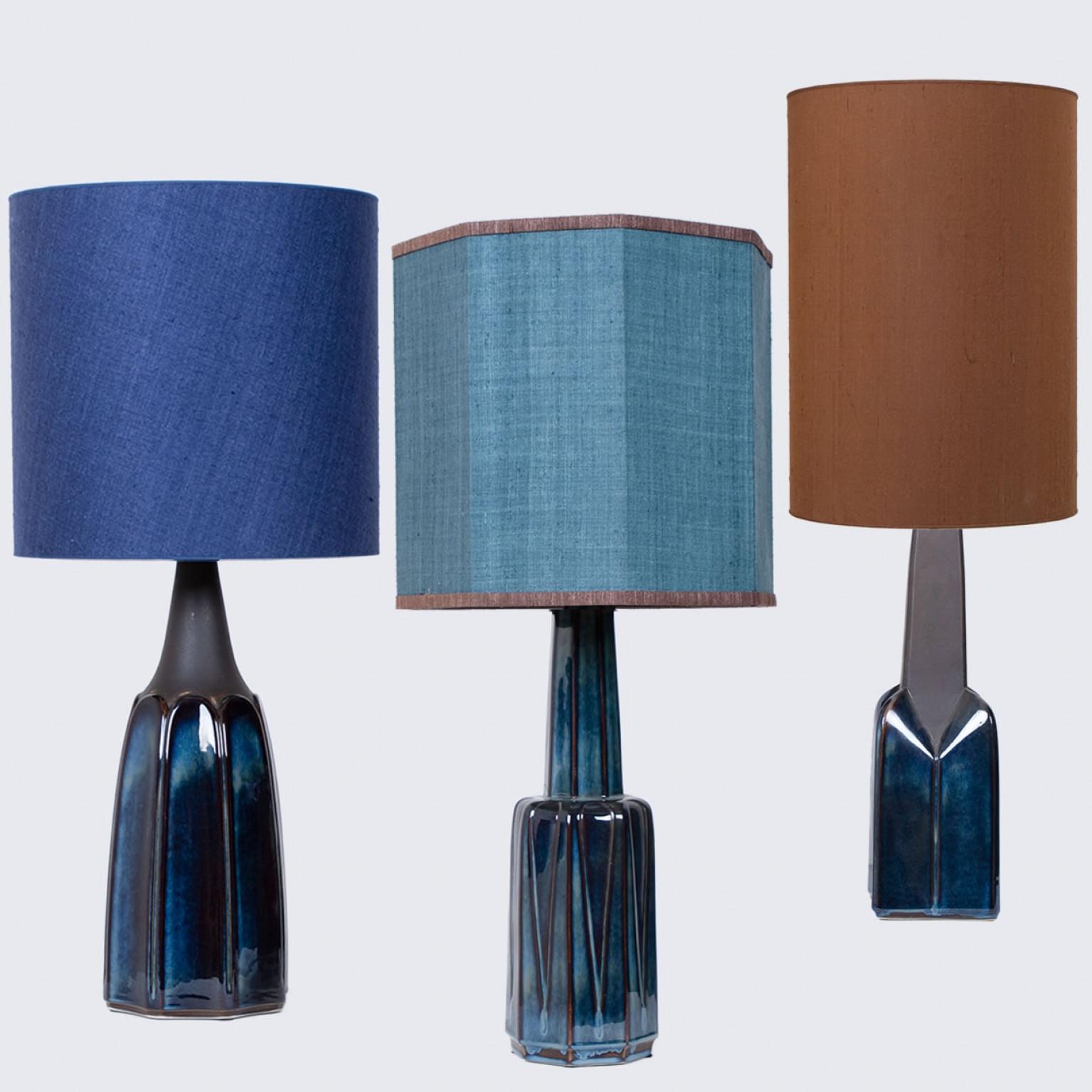 Glazed 1 of 3 of Soholm Table Lamps with New Silk Custom Made Lampshades René Houben 19 For Sale