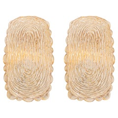 Vintage 1 of 3 Pair of Amber Glass Sconces in Thumbprint Shape, Germany, 1970s