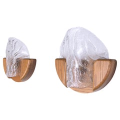 1 'of 3' Pair of Modernist Wall Sconces Murano Glass by Kaiser, Germany 1960s