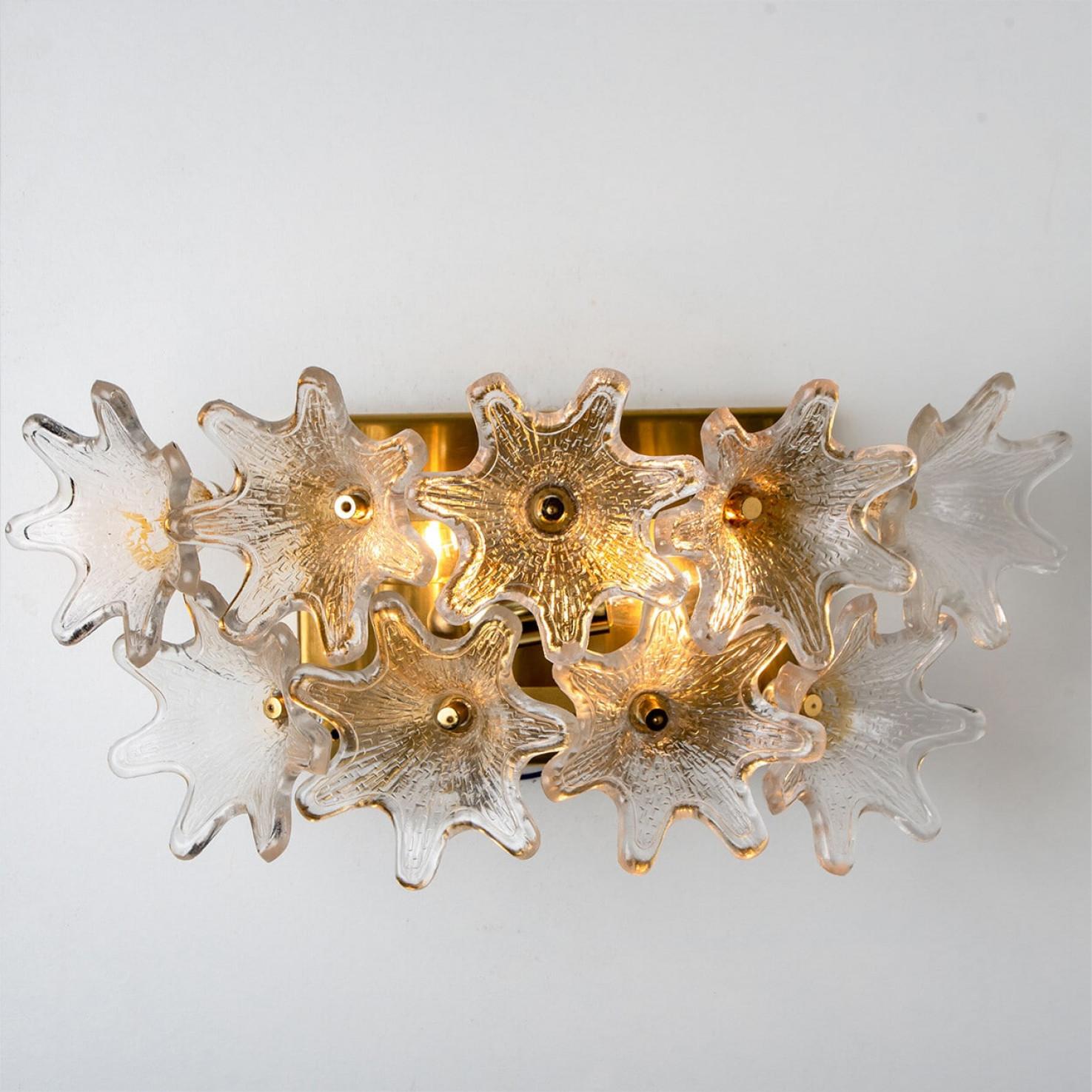 1 de 3 paires de grandes appliques en laiton et verre de Murano doré par Paolo Venini pour VeArt en vente 2