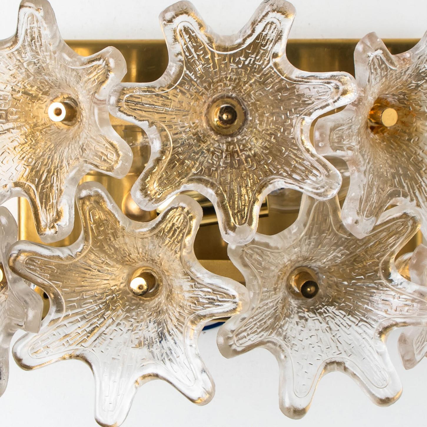 1 of 3 Pairs Large Brass Gold Murano Glass Wall Lights by Paolo Venini for VeArt For Sale 4