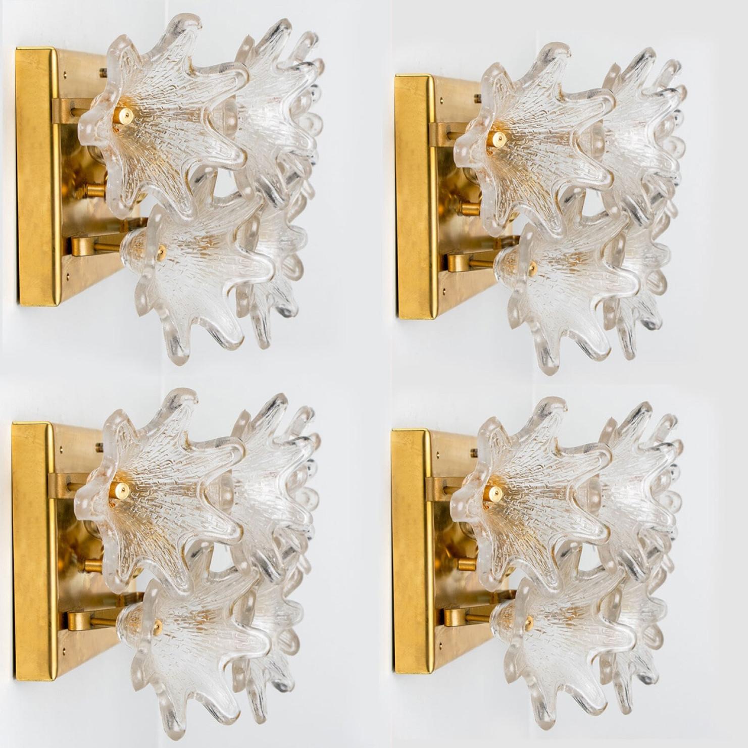 1 de 3 paires de grandes appliques en laiton et verre de Murano doré par Paolo Venini pour VeArt en vente 6