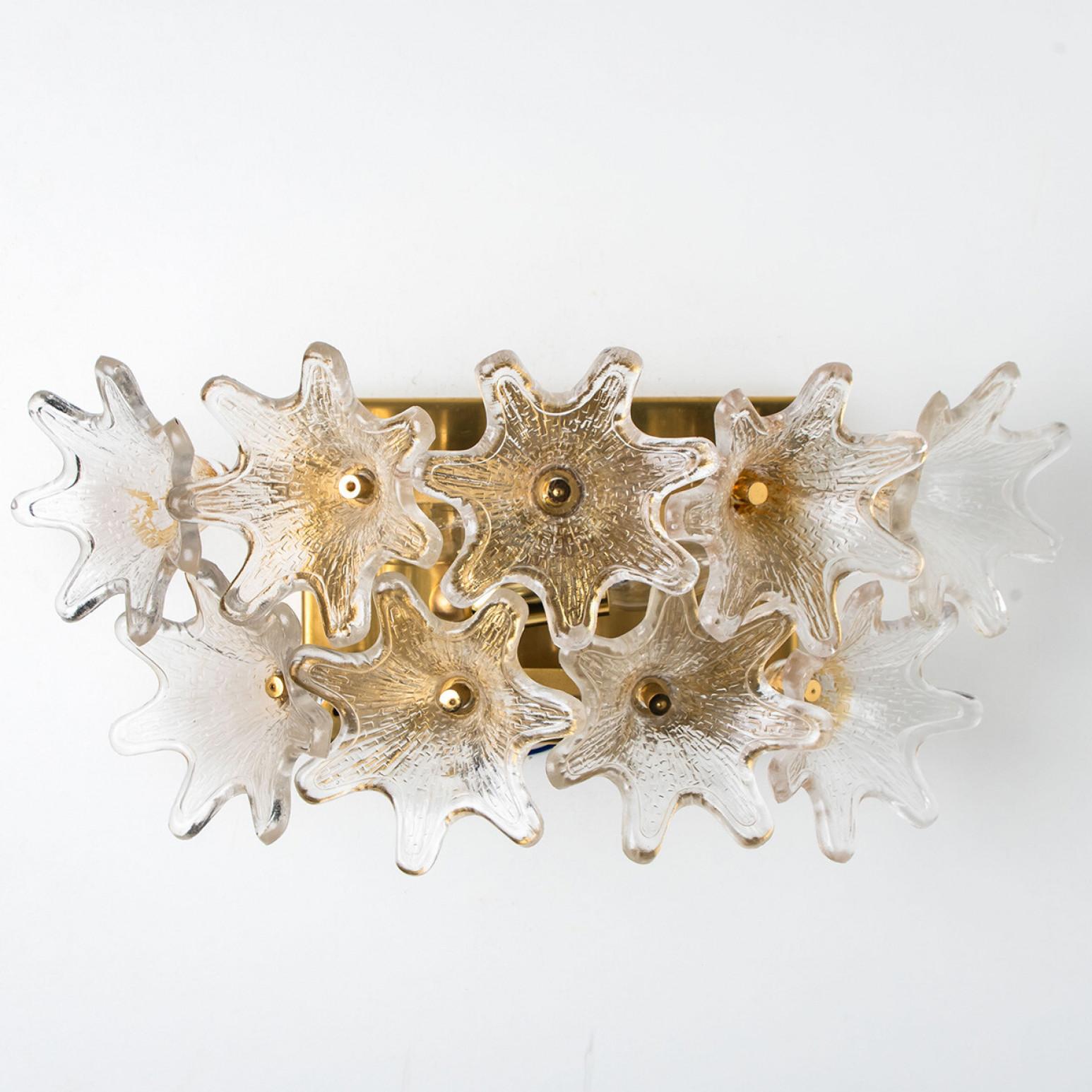 1 of 3 Pairs Large Brass Gold Murano Glass Wall Lights by Paolo Venini for VeArt For Sale 12