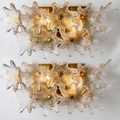 1 di 3 coppie di grandi lampade da parete in vetro di Murano in ottone e oro di Paolo Venini per VeArt