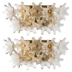 1 of 3 Pairs Large Brass Gold Murano Glass Wall Lights by Paolo Venini for VeArt
