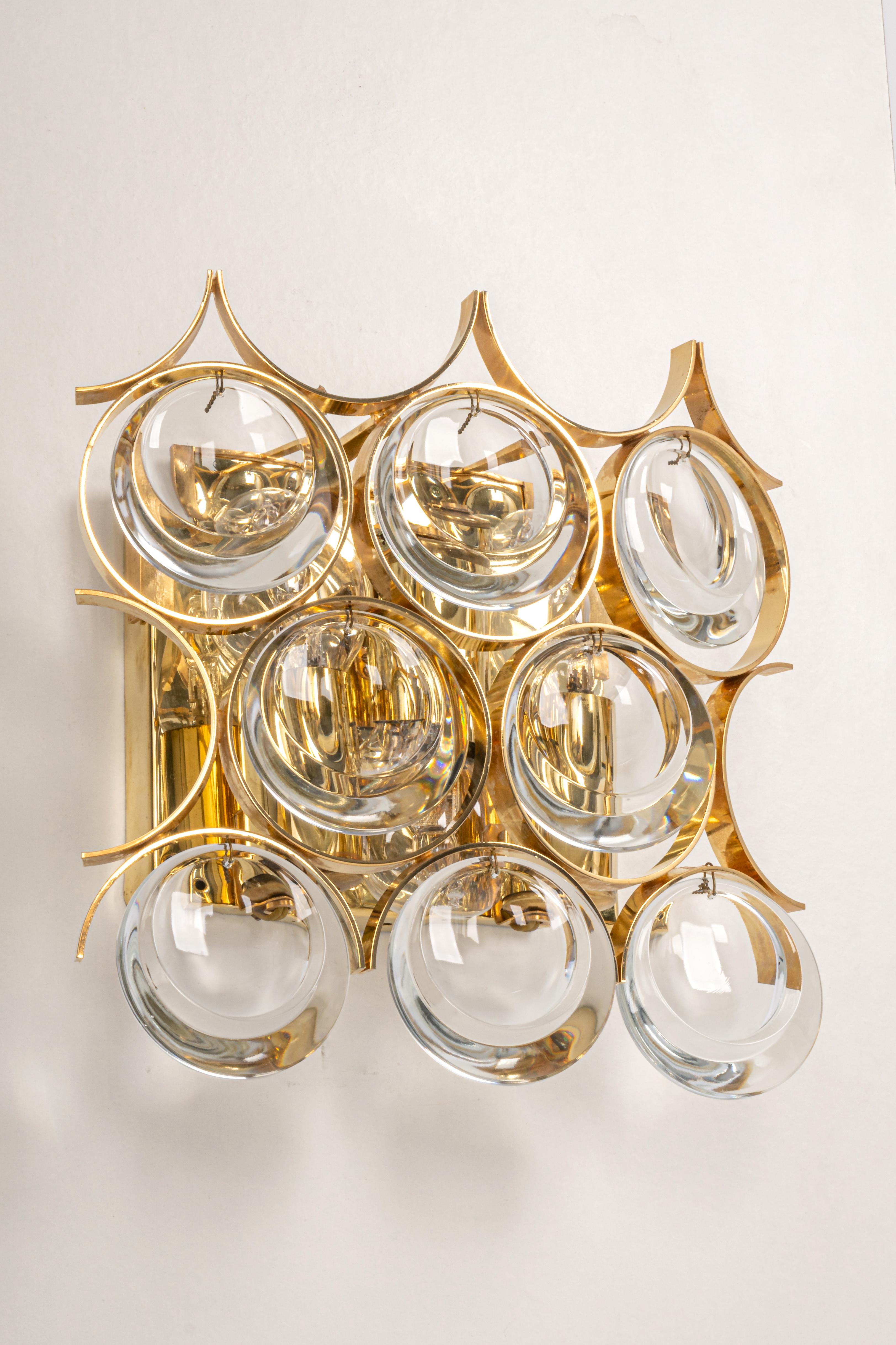 1 of 3 Pairs of Crystal Wall Lights, Sciolari Design, Palwa, Germany, 1960s For Sale 4
