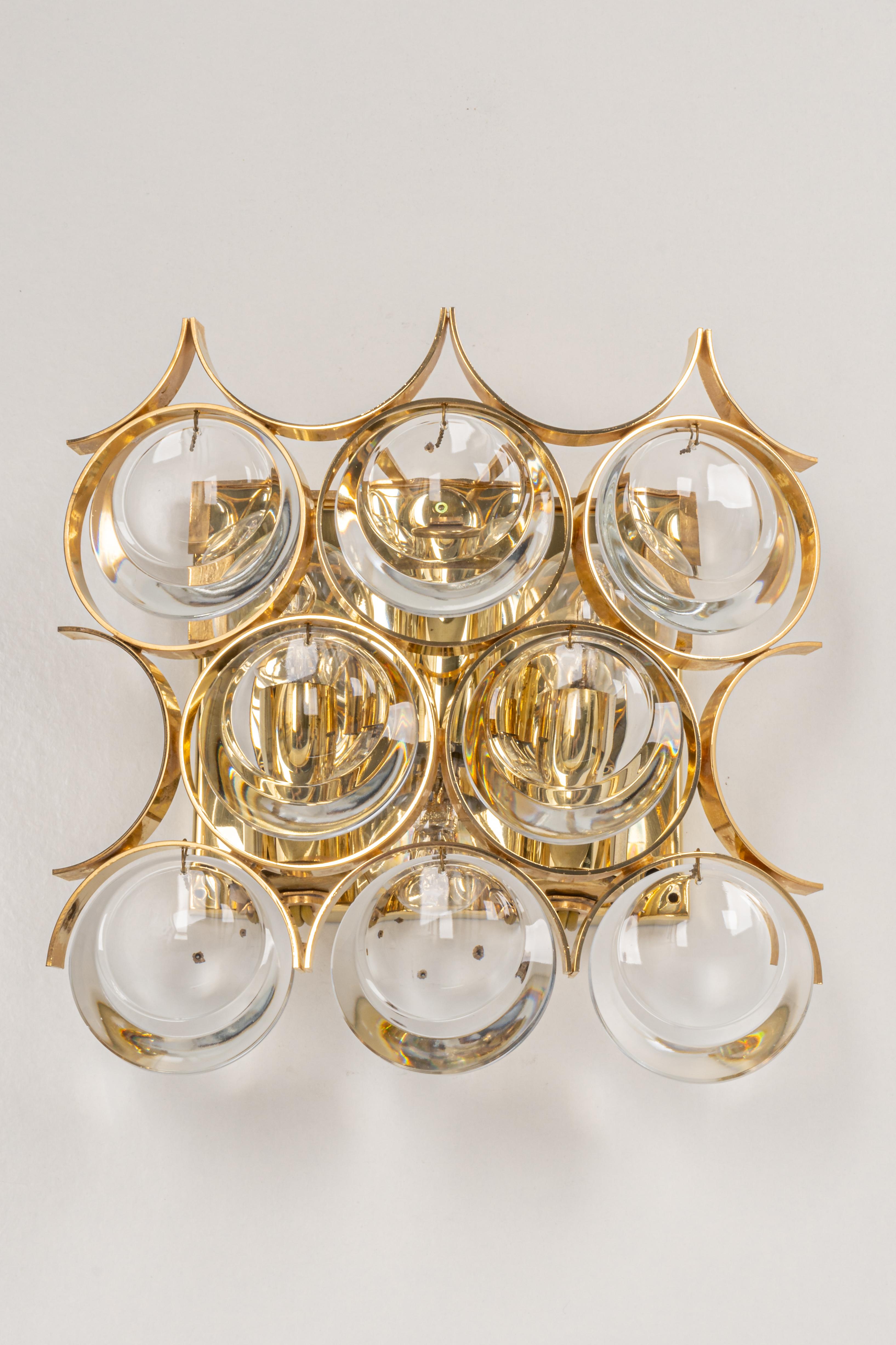 1 of 3 Pairs of Crystal Wall Lights, Sciolari Design, Palwa, Germany, 1960s For Sale 3