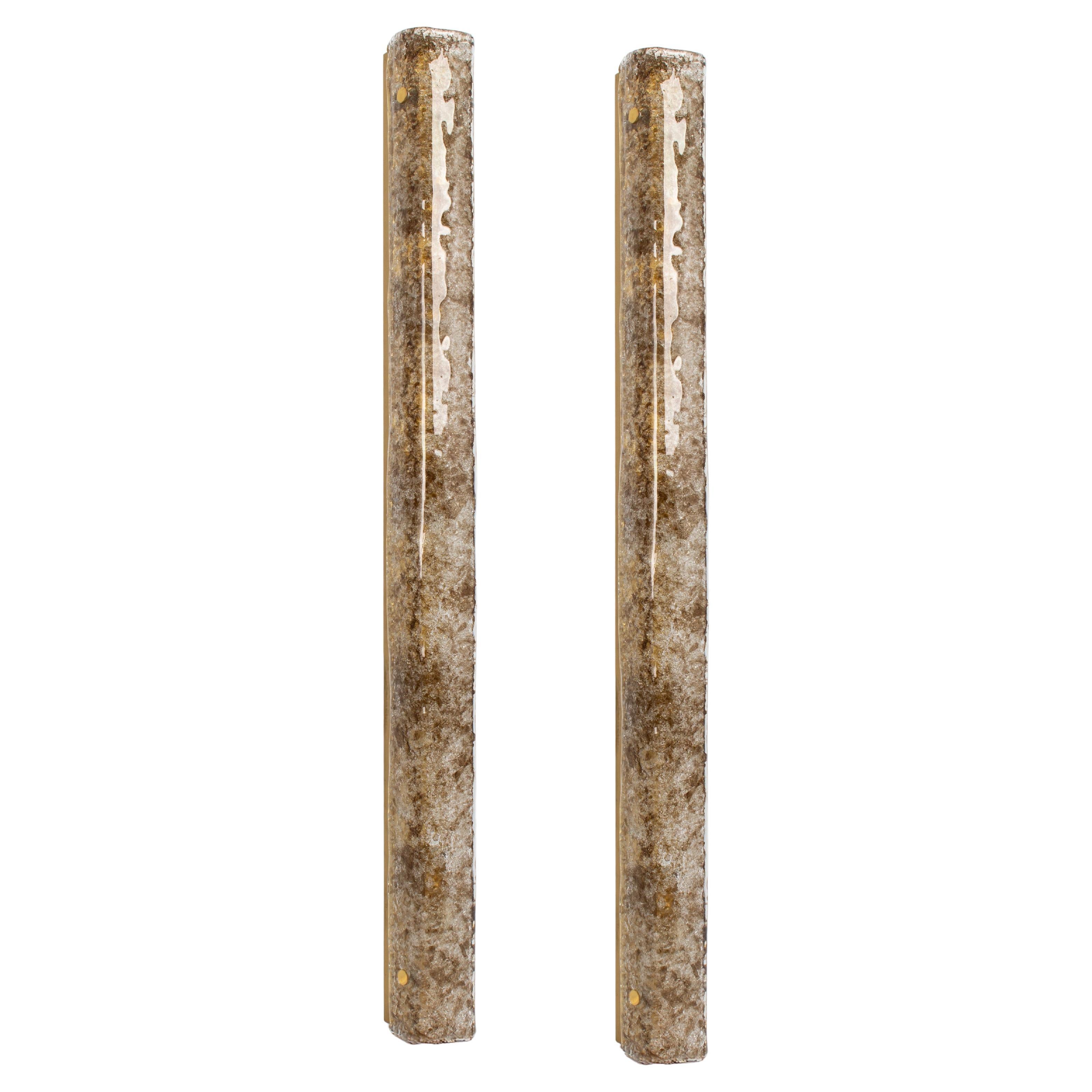 1 von 3 Paaren dunkel getönter Muranoglas-Wandleuchter von Kaiser, Deutschland, 1970er Jahre