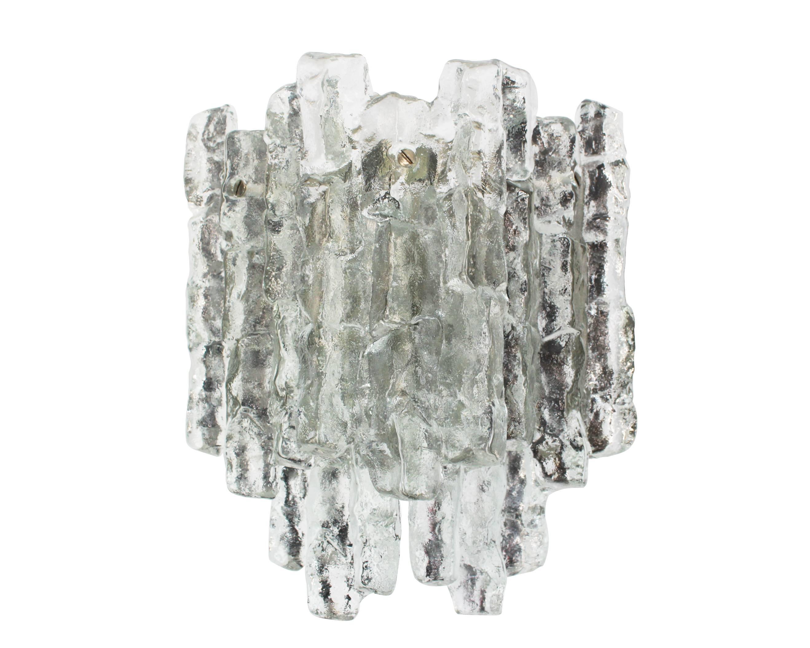 Austrian 1 of 3 Pairs of Large Kalmar Sconces Murano Wall Lights, Austria, 1960s For Sale