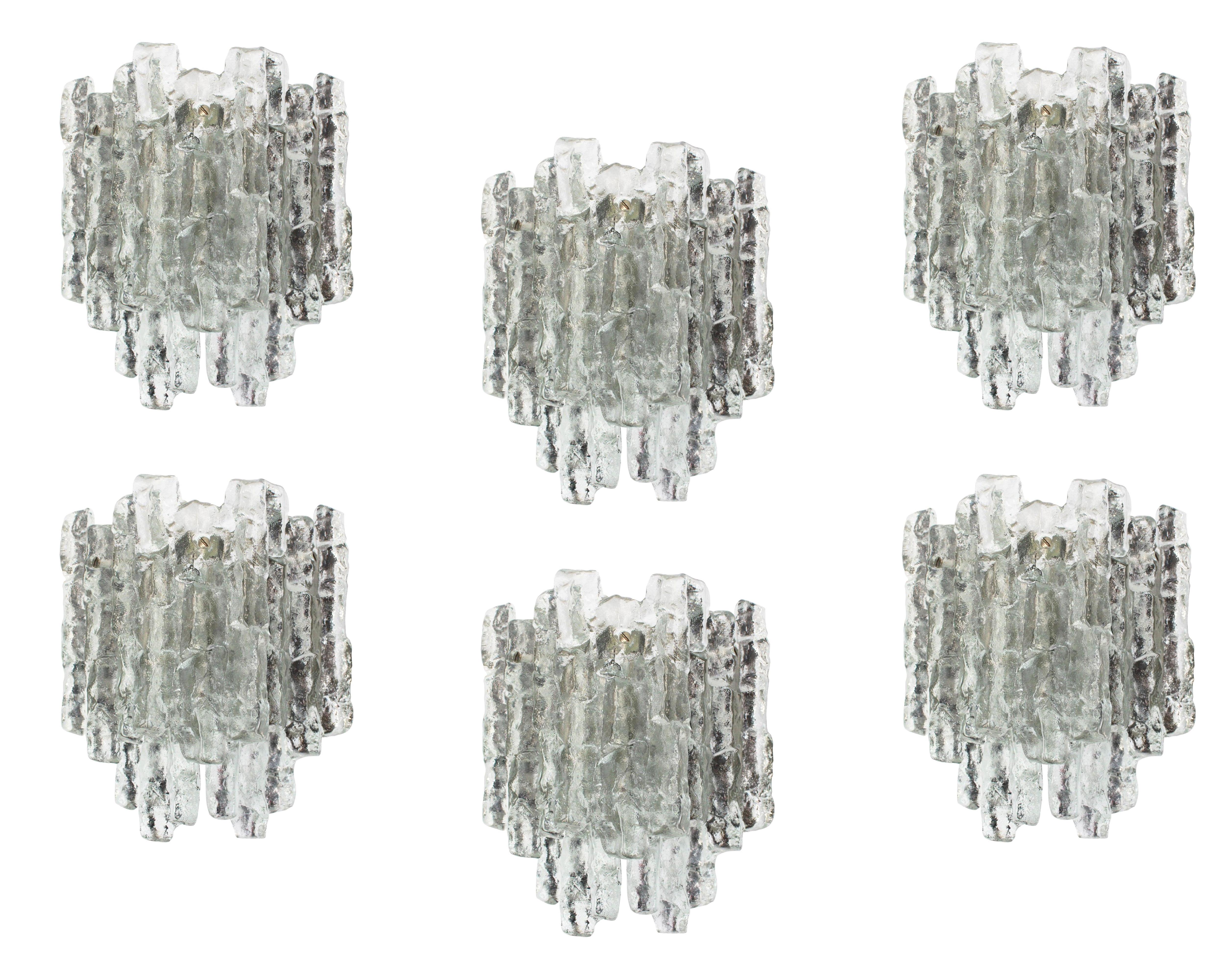 Murano Glass 1 of 3 Pairs of Large Kalmar Sconces Murano Wall Lights, Austria, 1960s For Sale