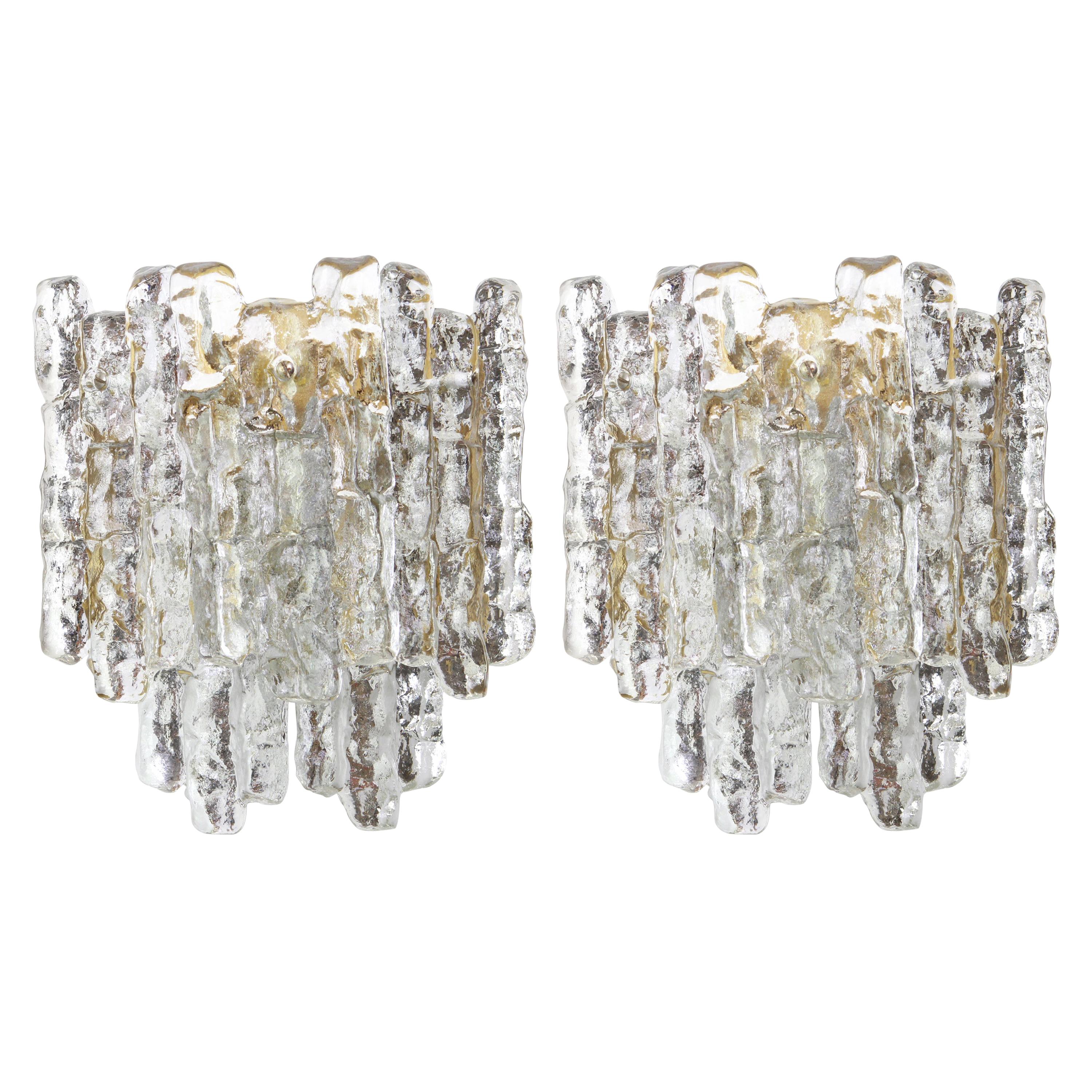 1 di 3 coppie di grandi lampade a parete Kalmar Sconces, Austria, anni '60