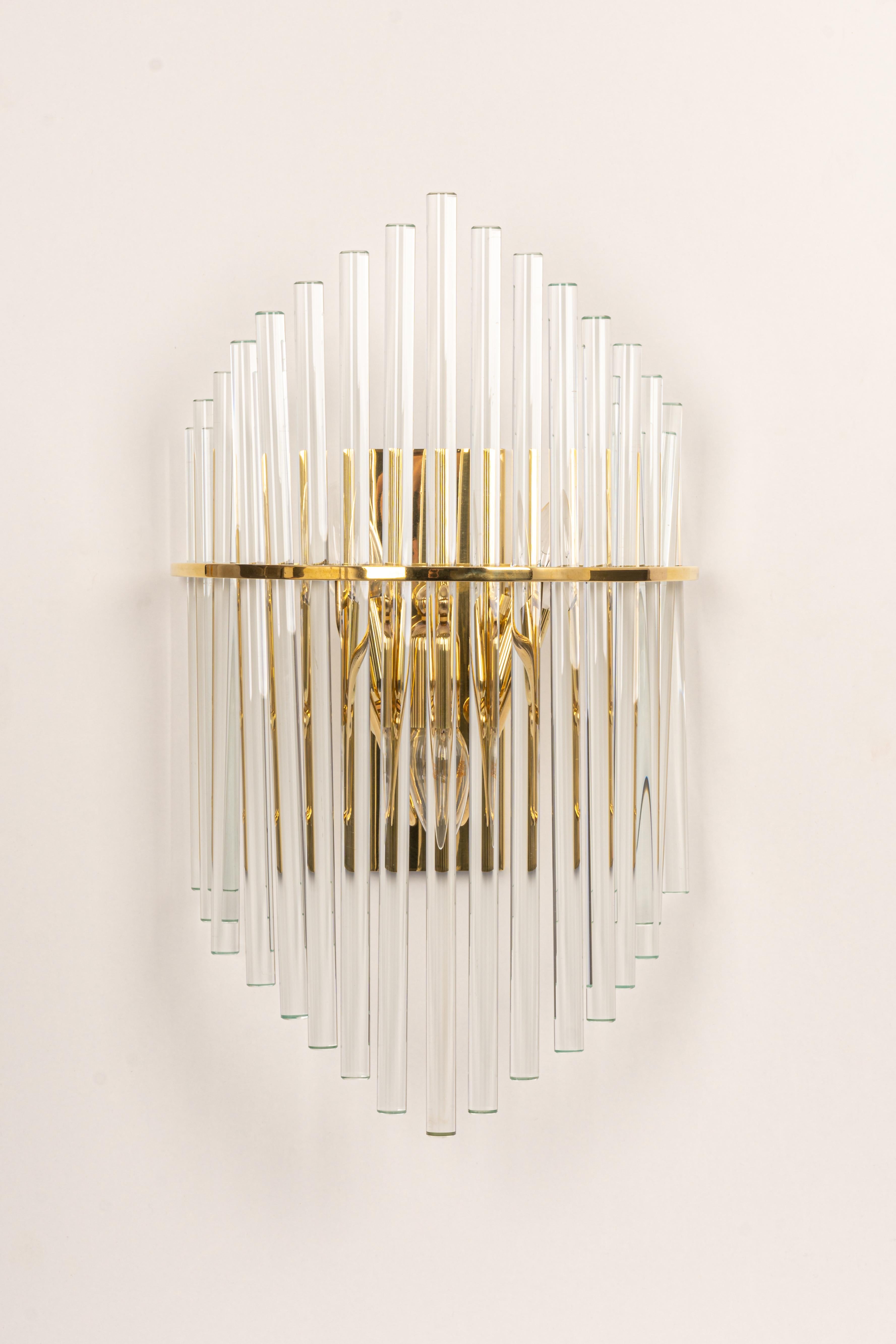 1 of 3 Pairs of Wonderful Crystal Rod Sconces by Christoph Palme, Germany, 1970s For Sale 1