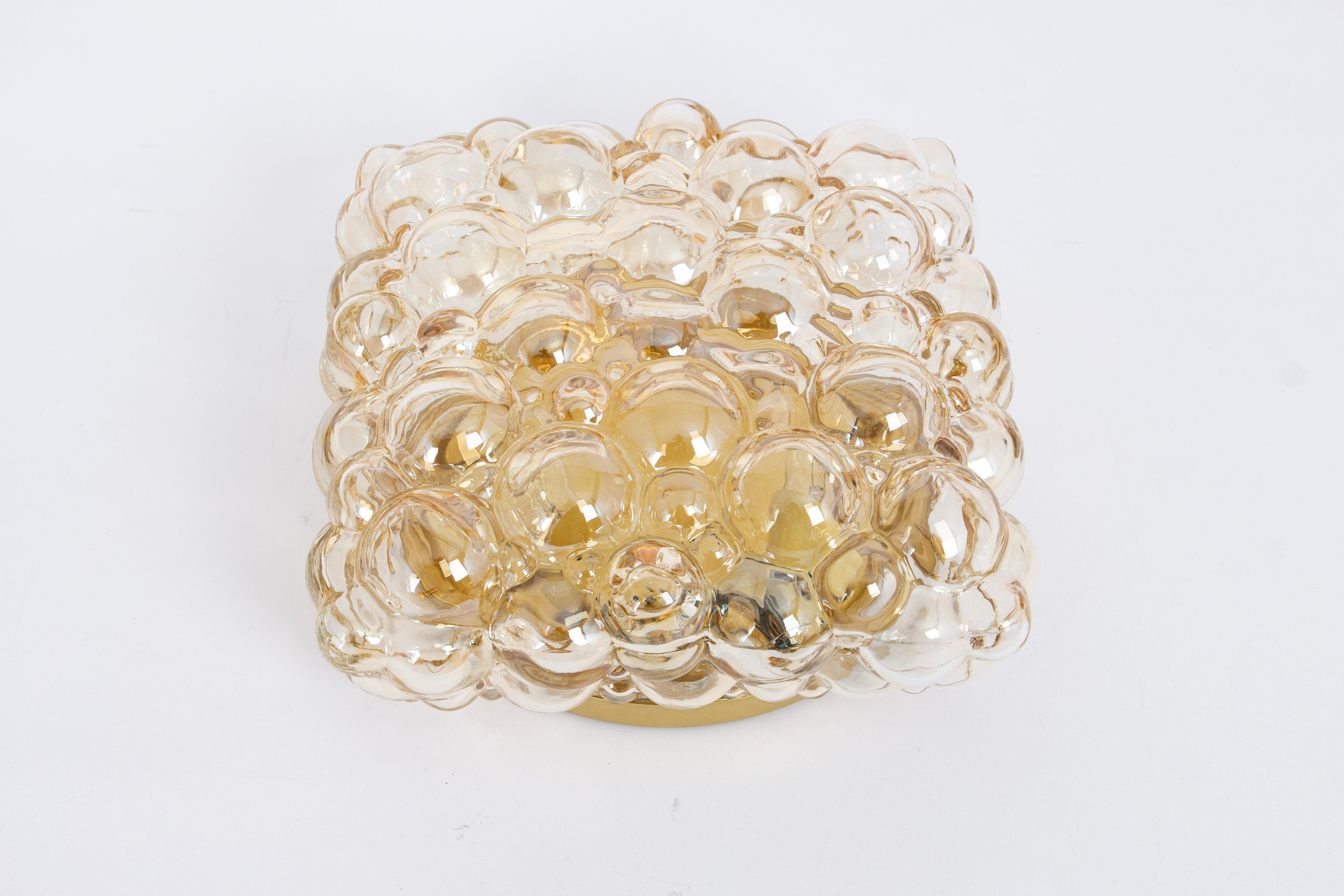 Mid-Century Modern 1 of 3 Petite Amber Bubble Glass Sconce by Helena Tynell, Limburg, Germany For Sale