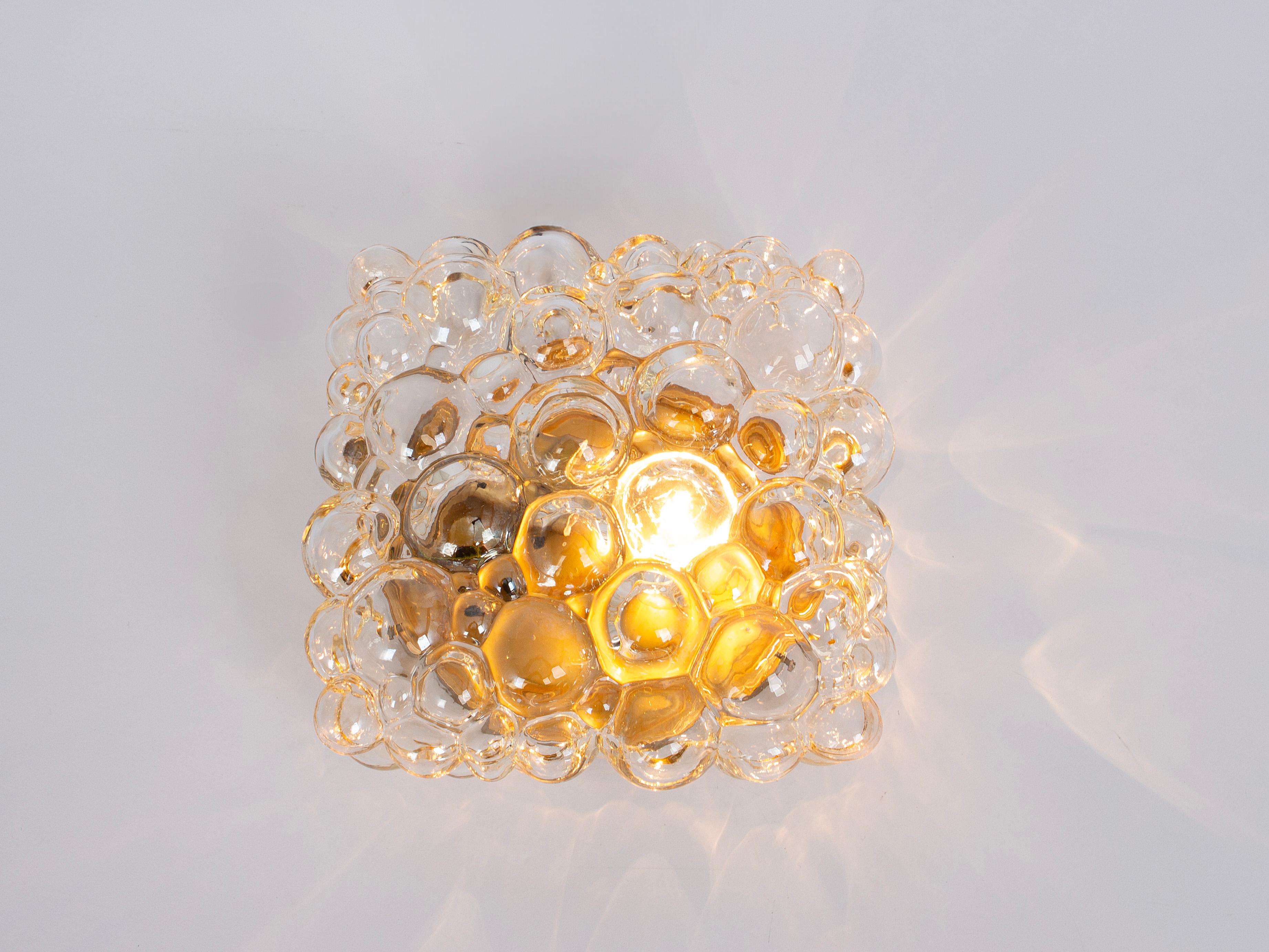 1 of 3 Petite Amber Bubble Glass Sconce by Helena Tynell, Limburg, Germany In Good Condition For Sale In Aachen, NRW