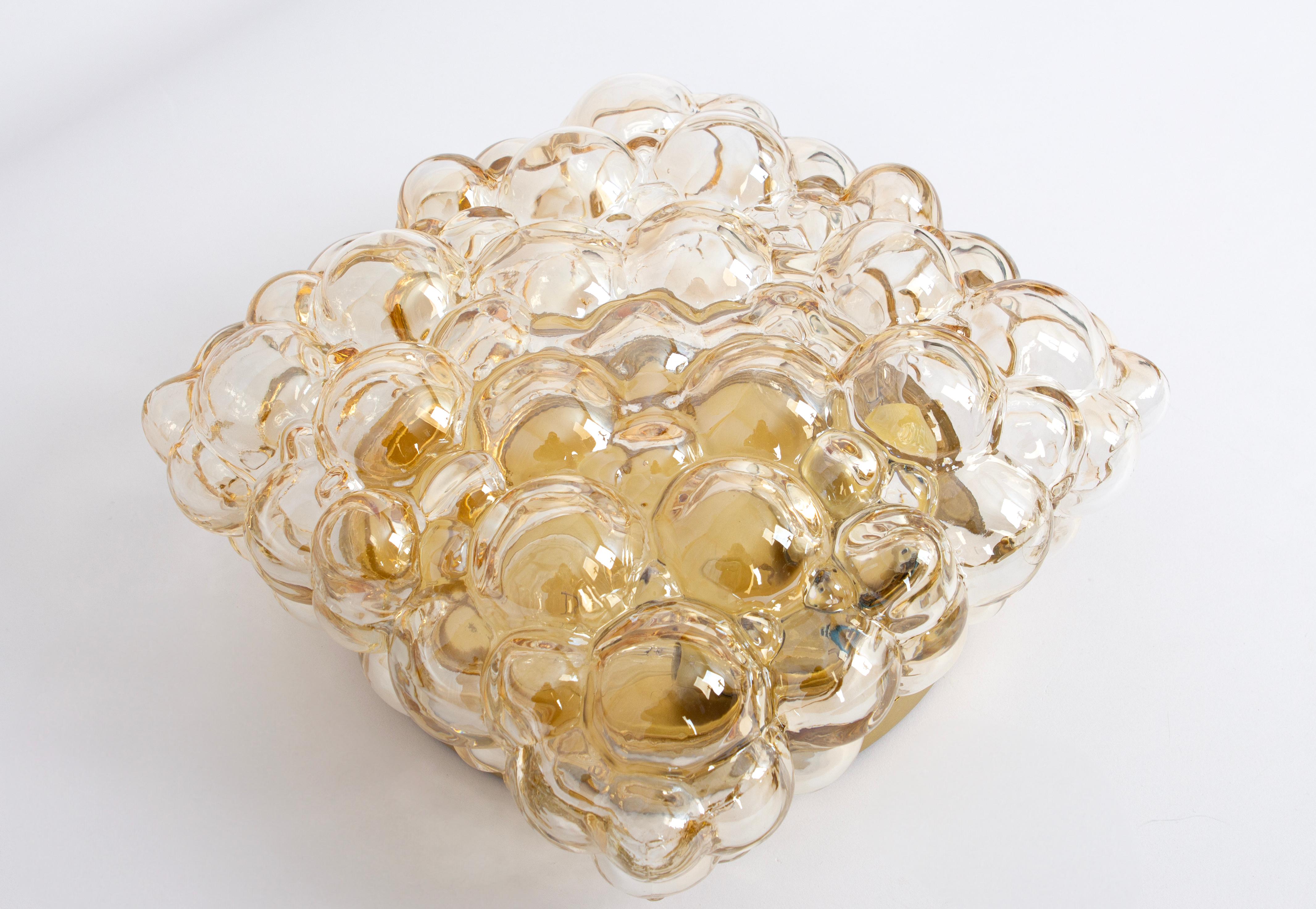 Mid-20th Century 1 of 3 Petite Amber Bubble Glass Sconce by Helena Tynell, Limburg, Germany For Sale