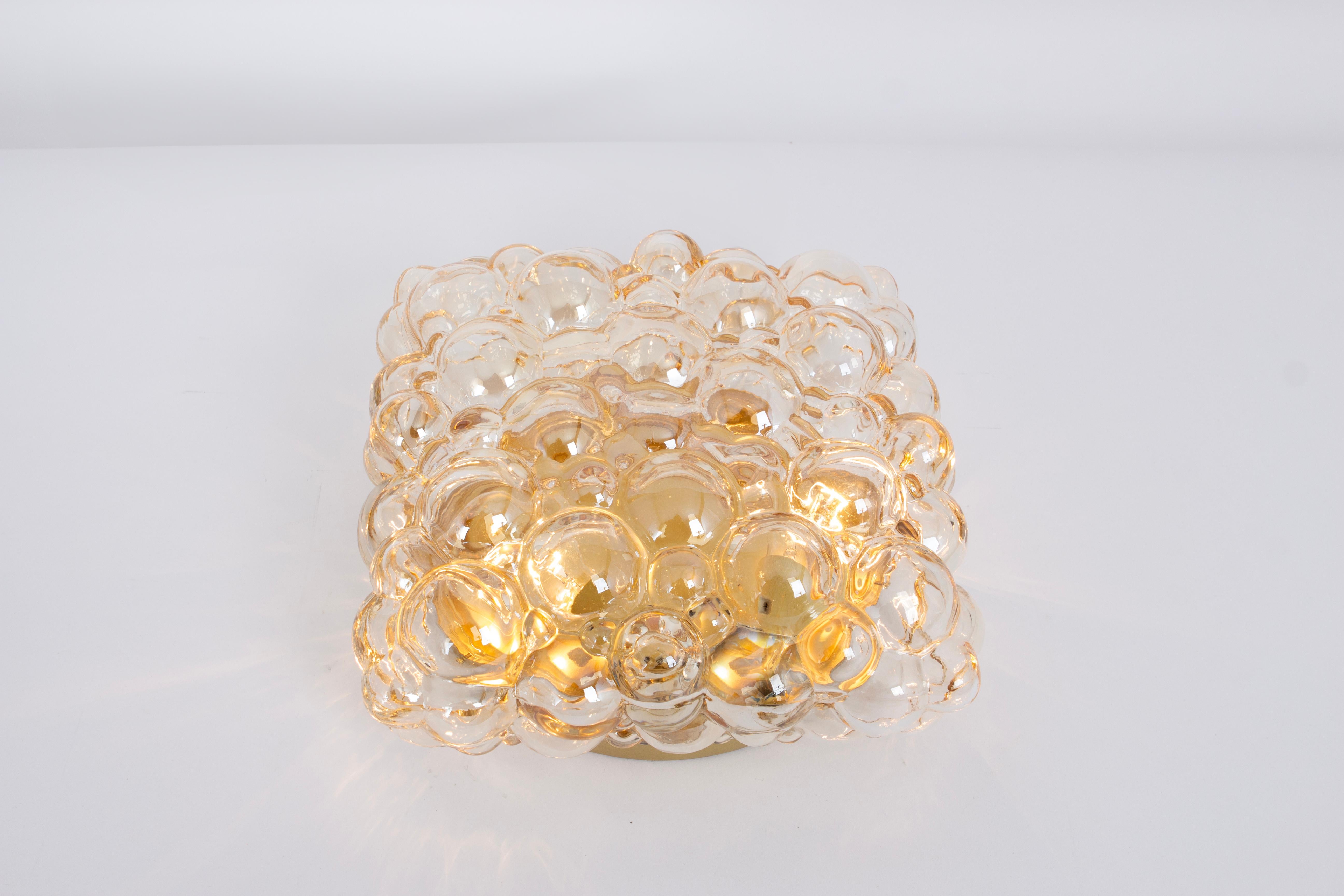 Smoked Glass 1 of 3 Petite Amber Bubble Glass Sconce by Helena Tynell, Limburg, Germany For Sale