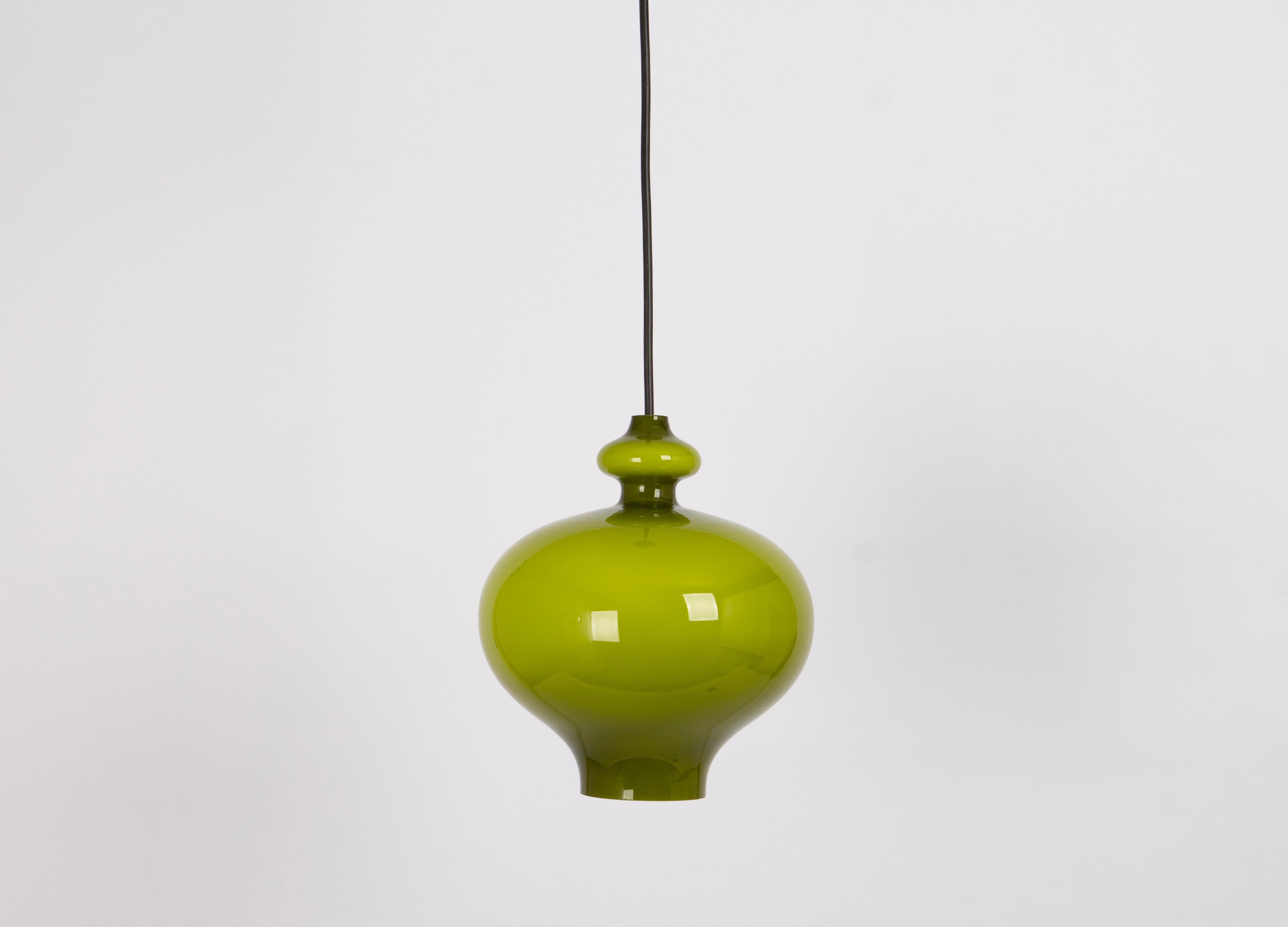 Mid-Century Modern 1 of 3 Petite Green Pendant Light designed Hans-Agne Jakobsson for Staff  1970s For Sale