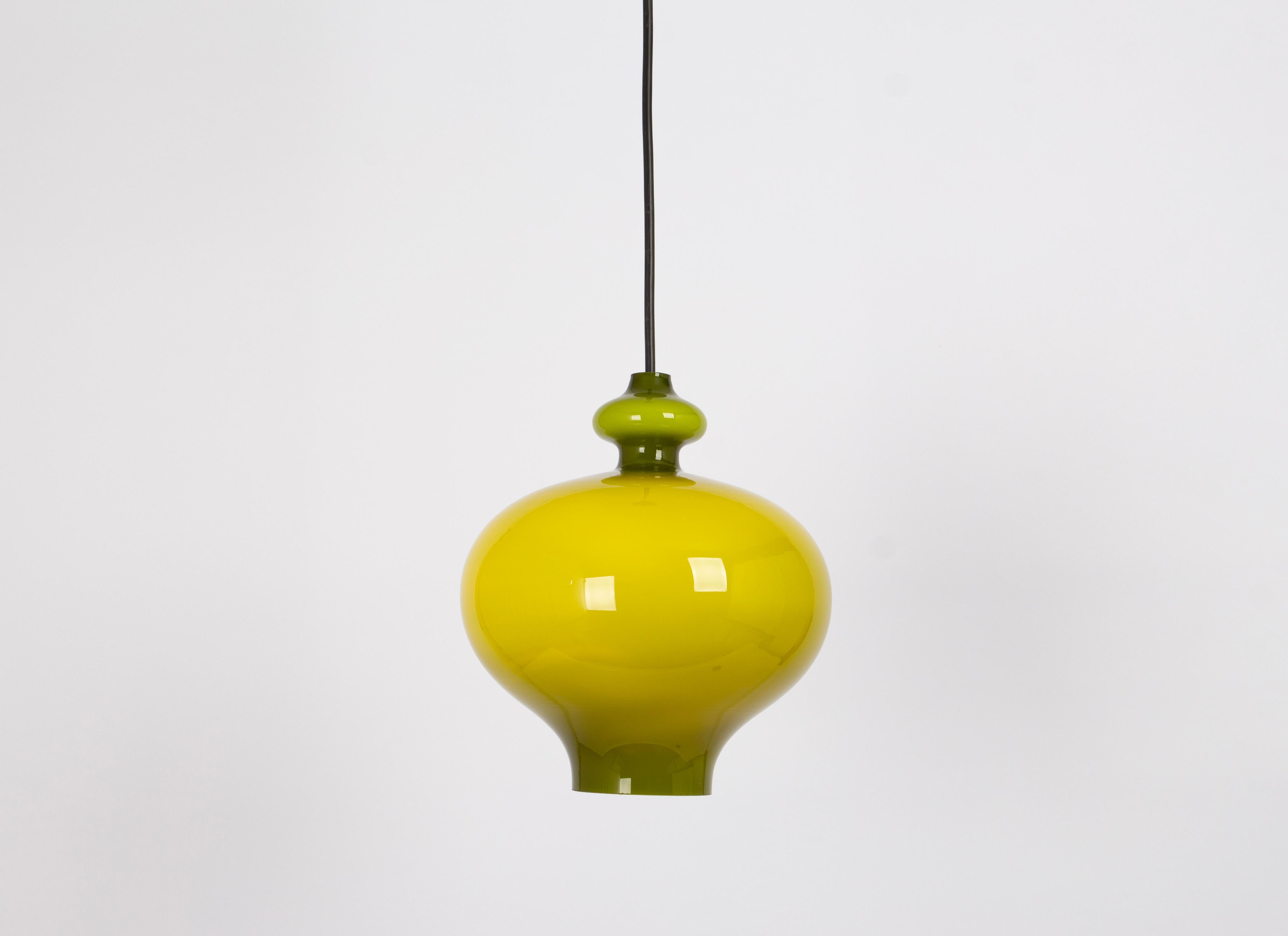 Opal 1 of 3 Petite Green Pendant Light designed Hans-Agne Jakobsson for Staff  1970s For Sale