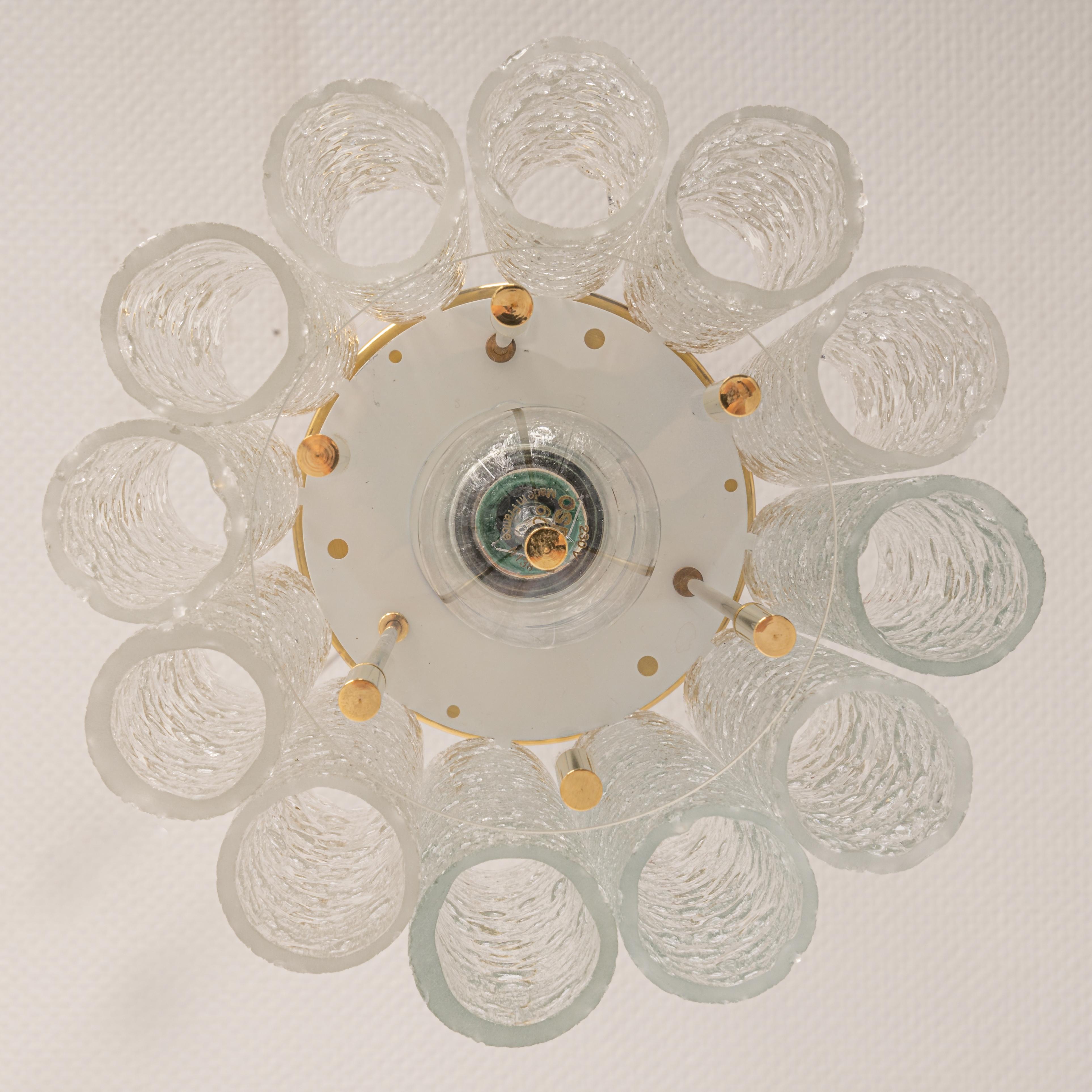 1 von 3 Petite Murano Glass Tubes Pendelleuchte von Doria, Deutschland, 1960er Jahre (Mitte des 20. Jahrhunderts) im Angebot
