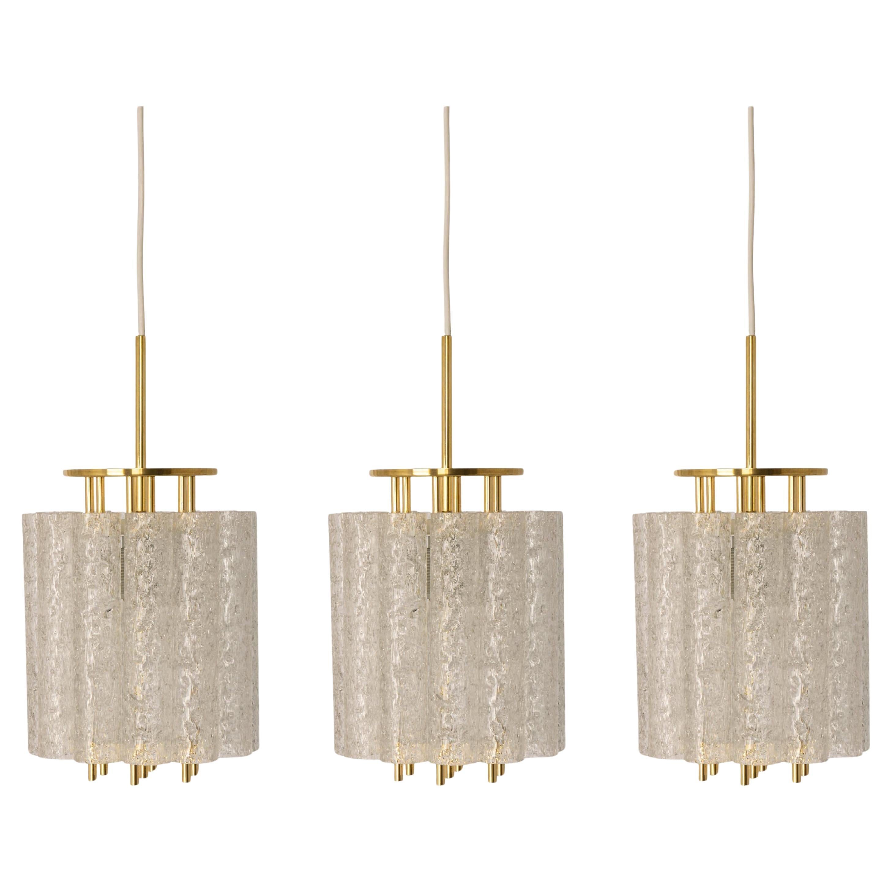 1 von 3 Petite Murano Glass Tubes Pendelleuchte von Doria, Deutschland, 1960er Jahre