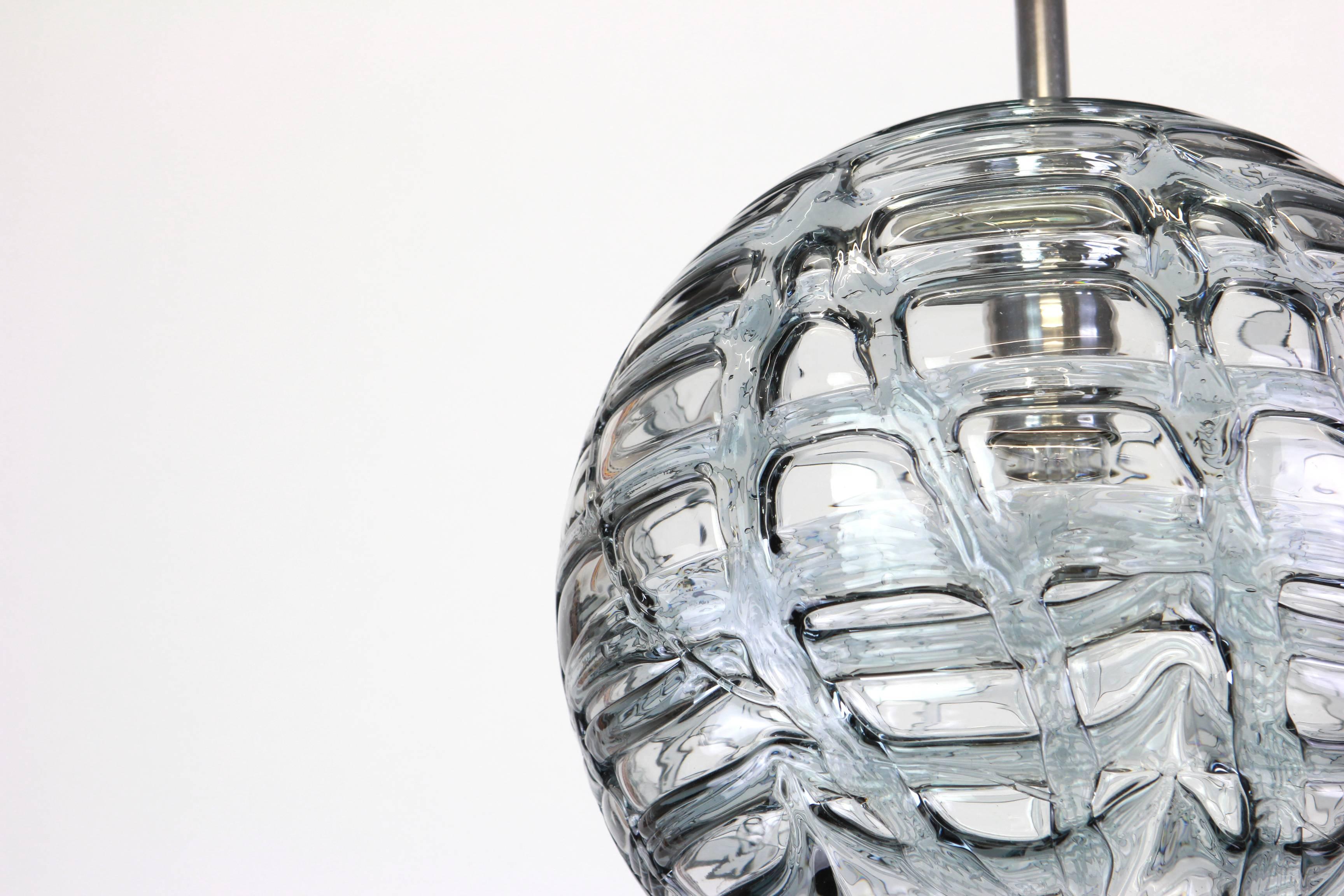1 of 3 Rare Murano Ball Pendant Light by Doria, Germany, 1970s In Good Condition In Aachen, NRW