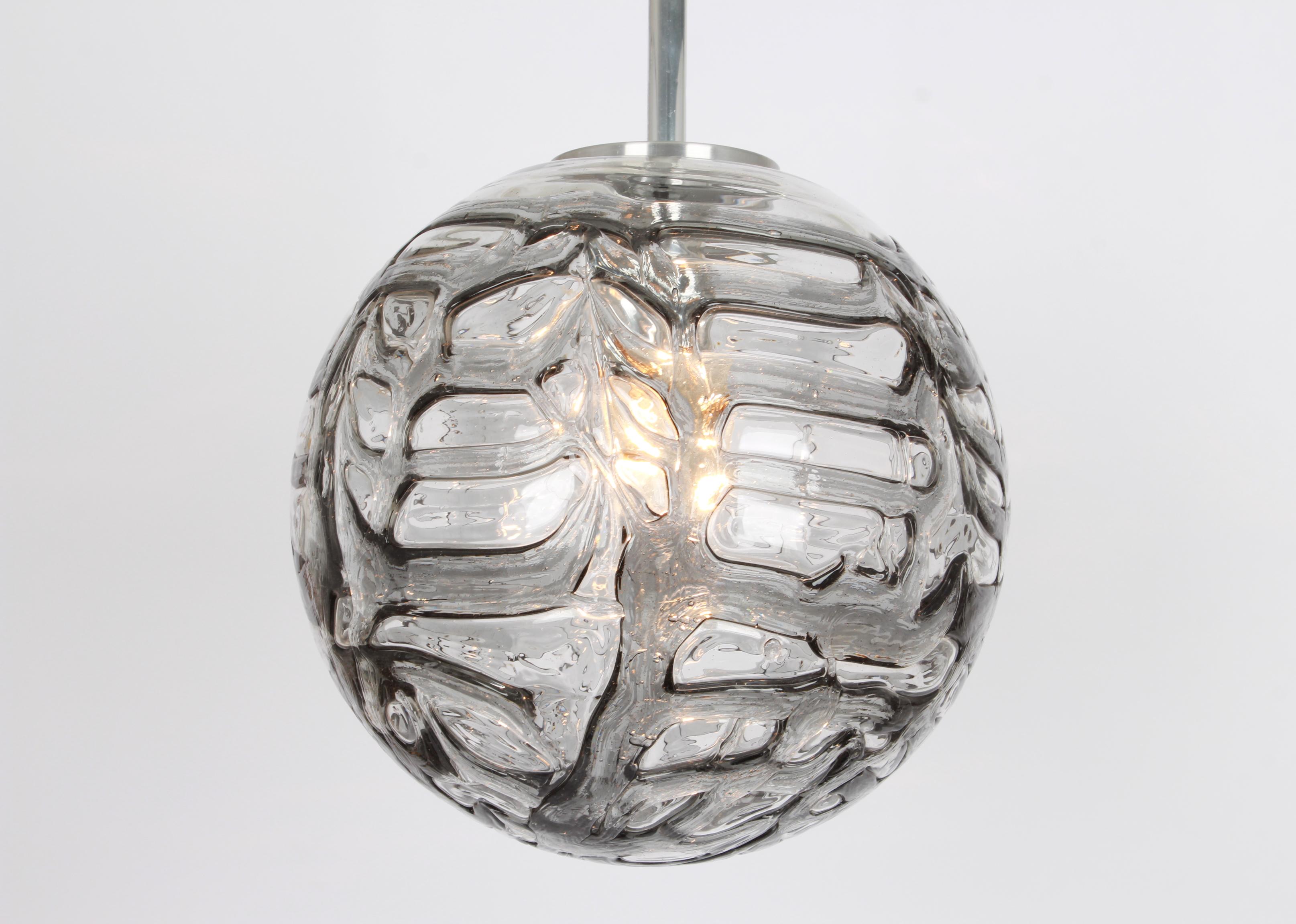1 of 3 Rare Murano Ball Pendant Light by Doria, Germany, 1970s In Good Condition In Aachen, NRW
