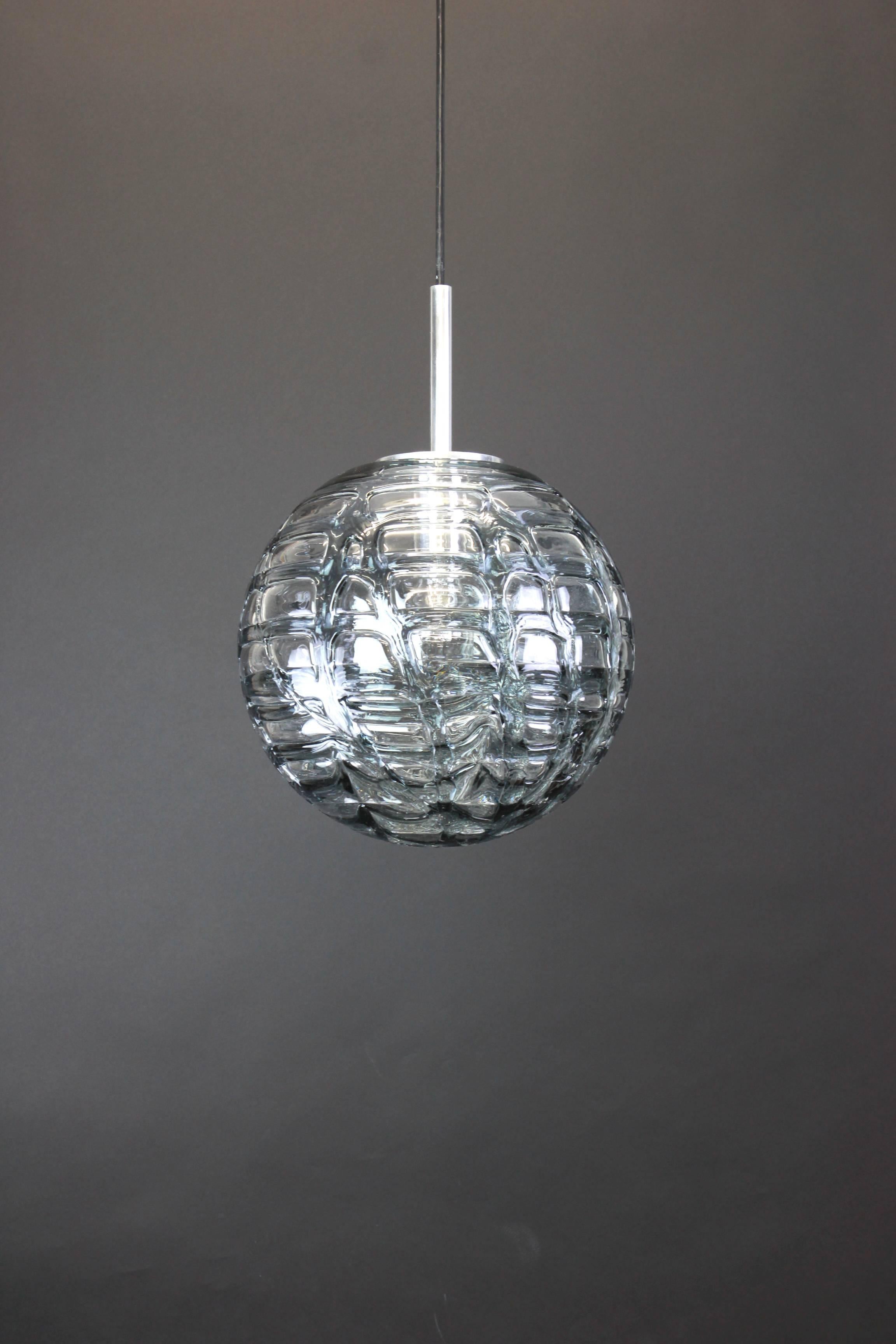 Late 20th Century 1 of 3 Rare Murano Ball Pendant Light by Doria, Germany, 1970s
