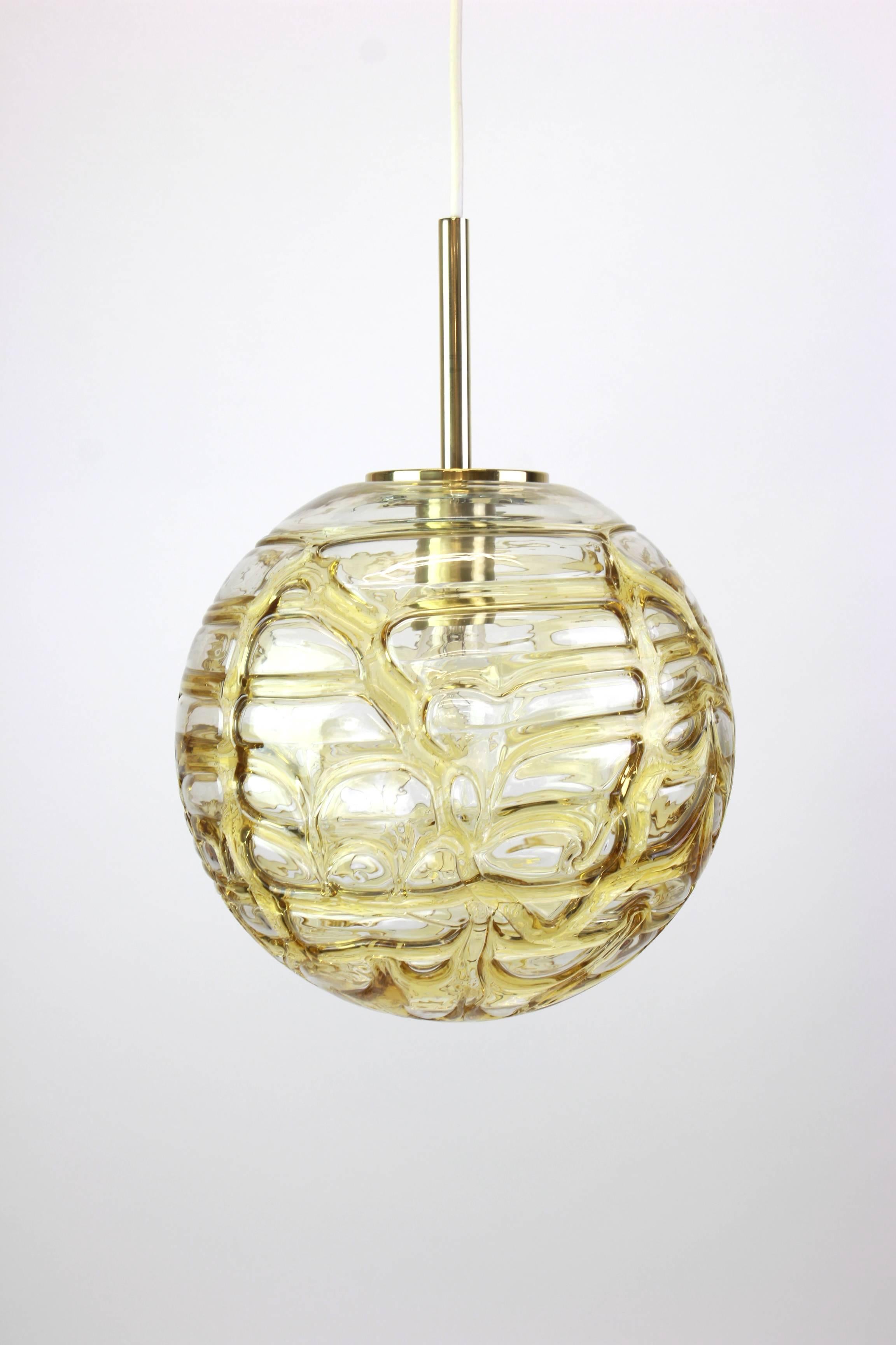 Late 20th Century 1 of 3 Rare Murano Ball Pendant Light by Doria, Germany, 1970s For Sale