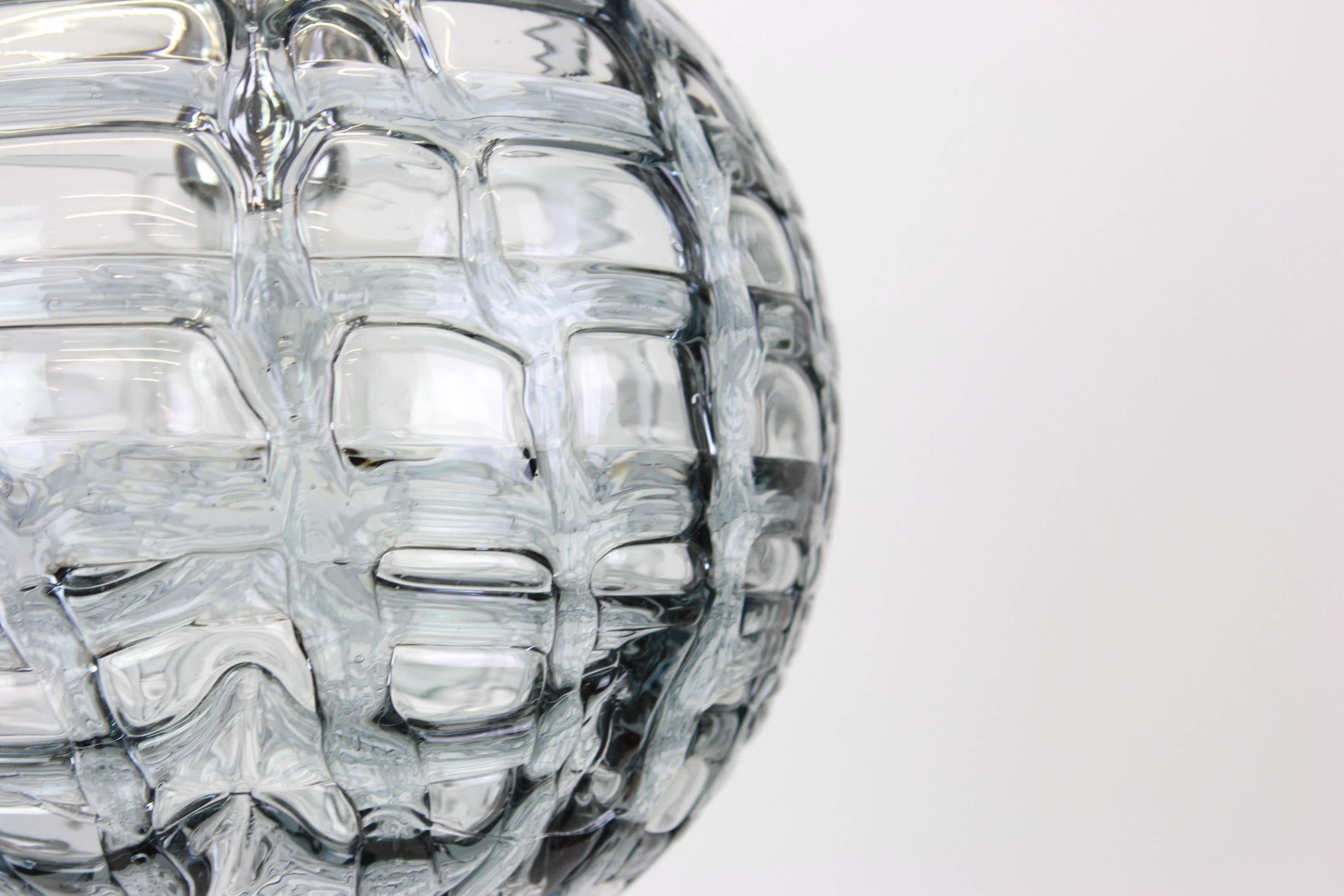 Murano Glass 1 of 3 Rare Murano Ball Pendant Light by Doria, Germany, 1970s