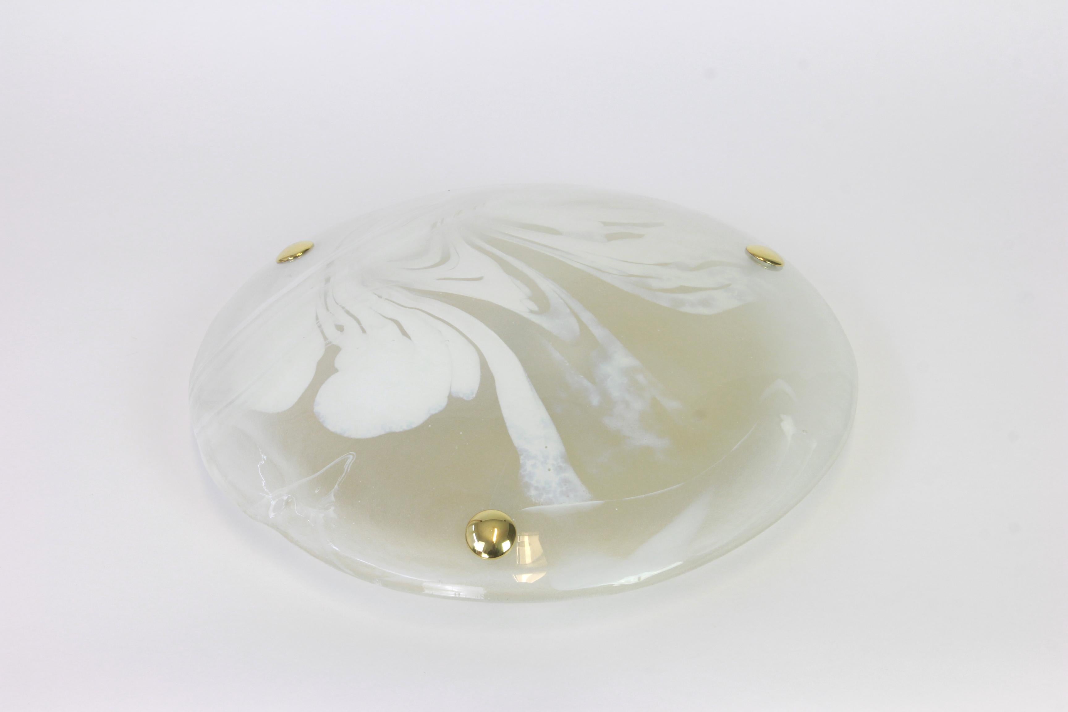 1 of 3 Round Murano Glass Flush Mount by Hillebrand, Germany, 1970s In Good Condition For Sale In Aachen, NRW