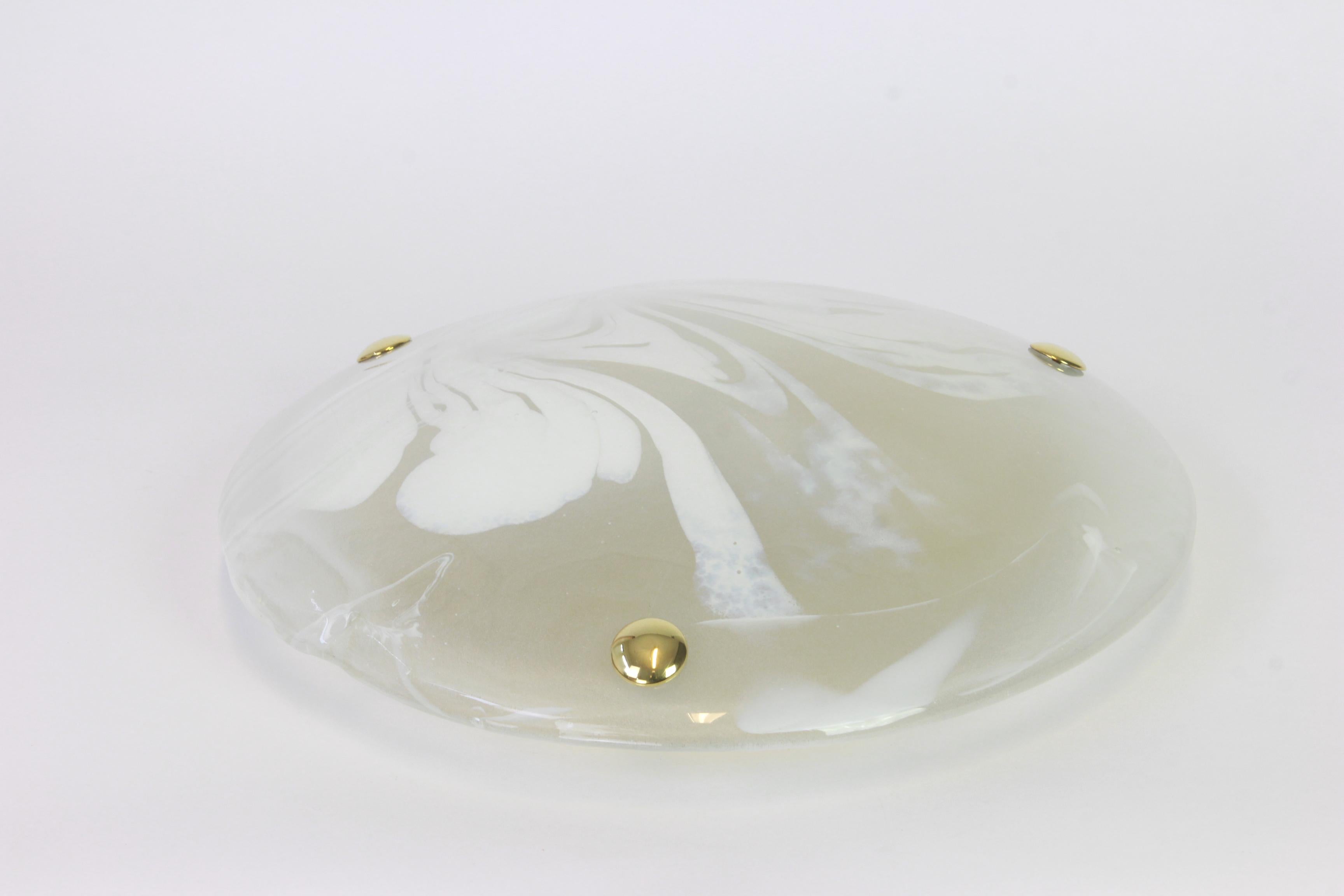 Late 20th Century 1 of 3 Round Murano Glass Flush Mount by Hillebrand, Germany, 1970s For Sale