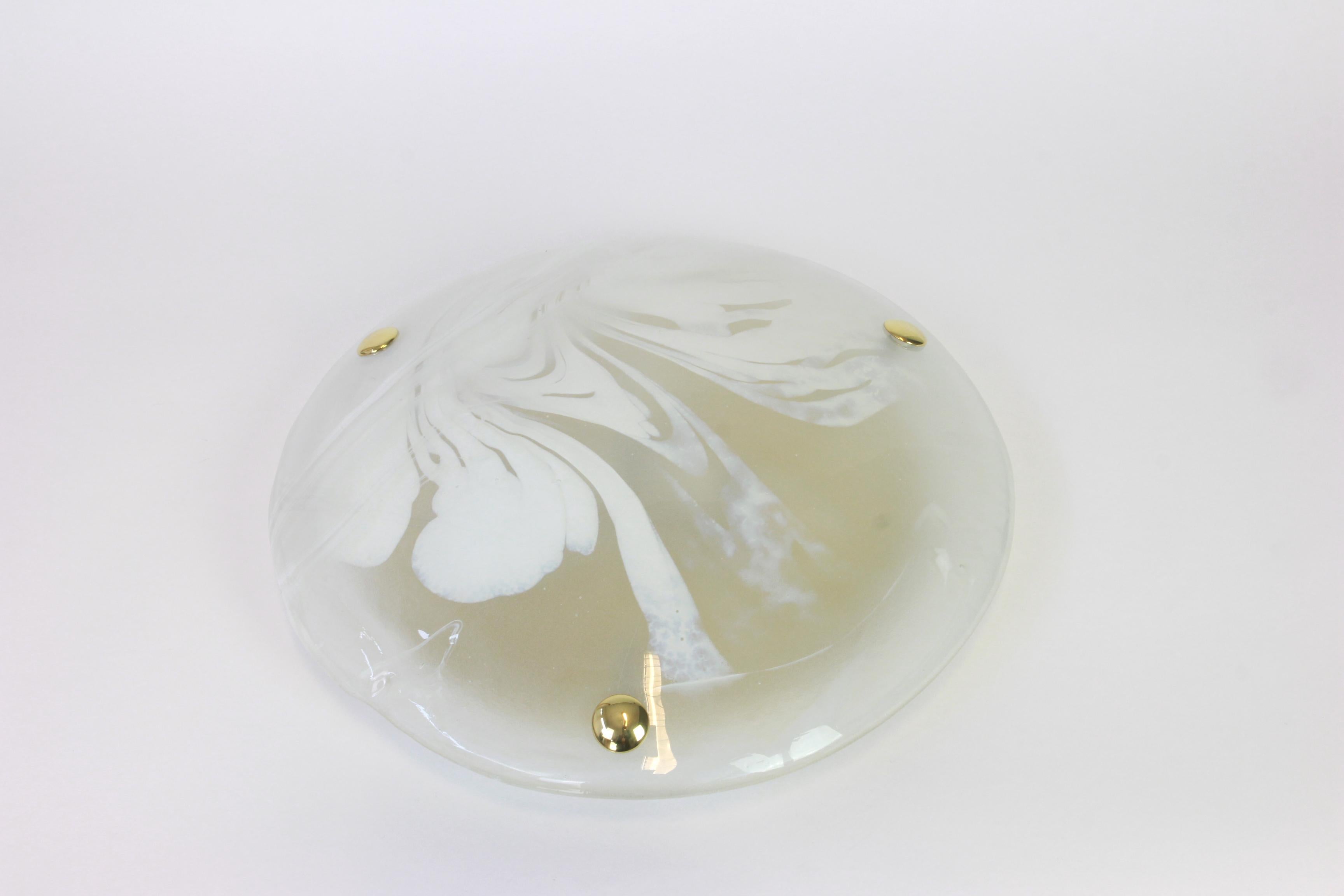 1 of 3 Round Murano Glass Flush Mount by Hillebrand, Germany, 1970s For Sale 1