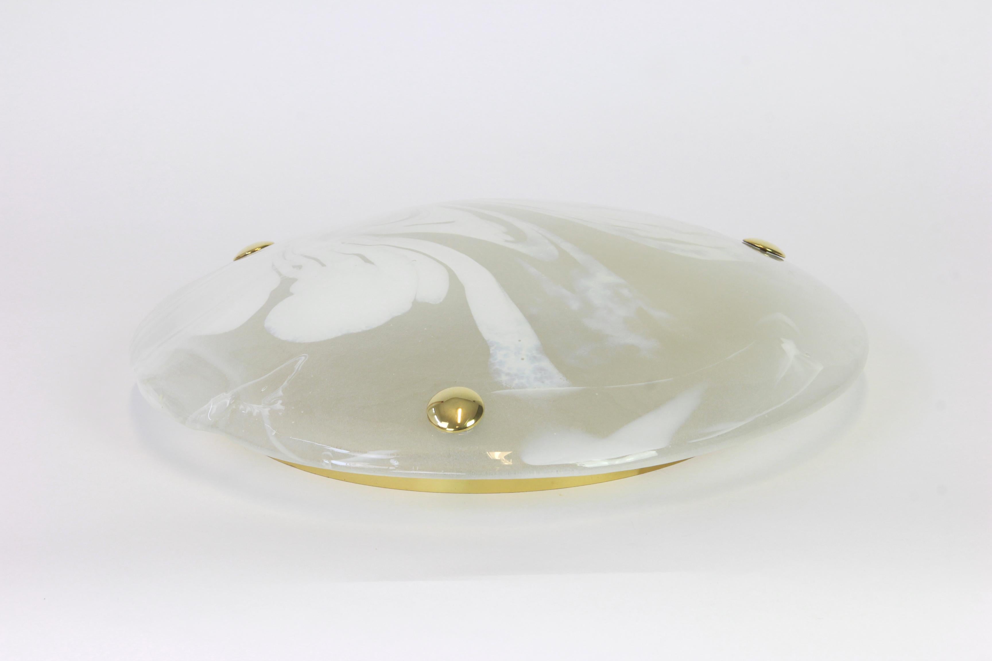 1 of 3 Round Murano Glass Flush Mount by Hillebrand, Germany, 1970s For Sale 2