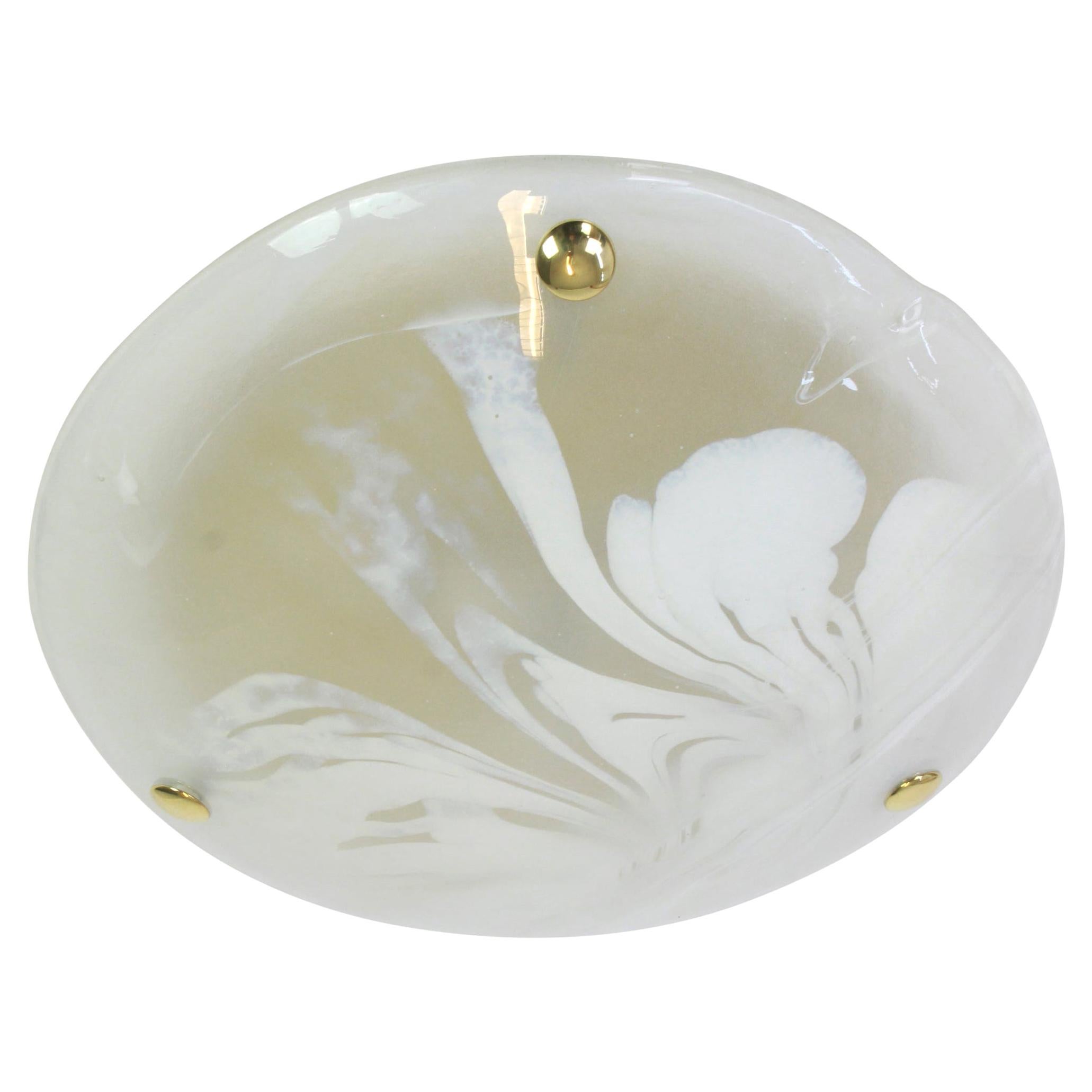 1 of 3 Round Murano Glass Flush Mount by Hillebrand, Germany, 1970s For Sale