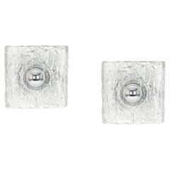 Set of 2 Petite Murano Ice Glass Vanity Sconces by Kaiser, Germany, 1970s