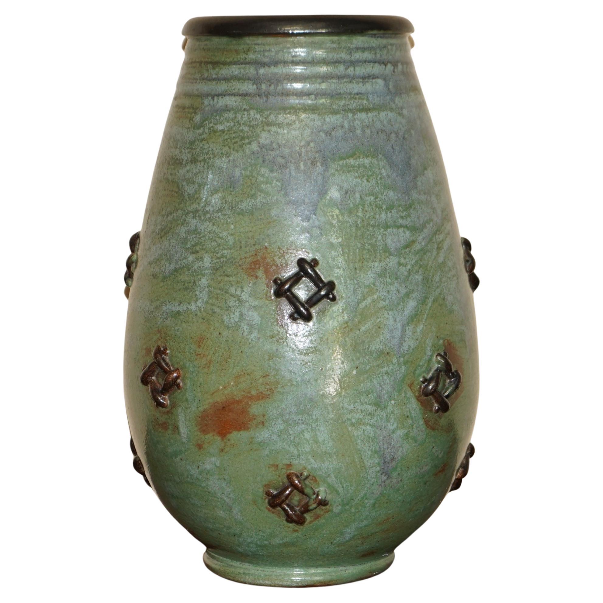 1 des 3 vases d'époque Roger Guerin 1896-1954 en céramique grès poterie signé