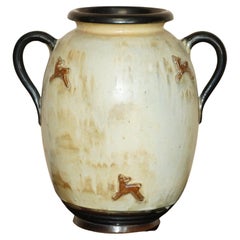 1 de 3 Jarrones de cerámica de gres con asas firmados por Roger Guerin 1930